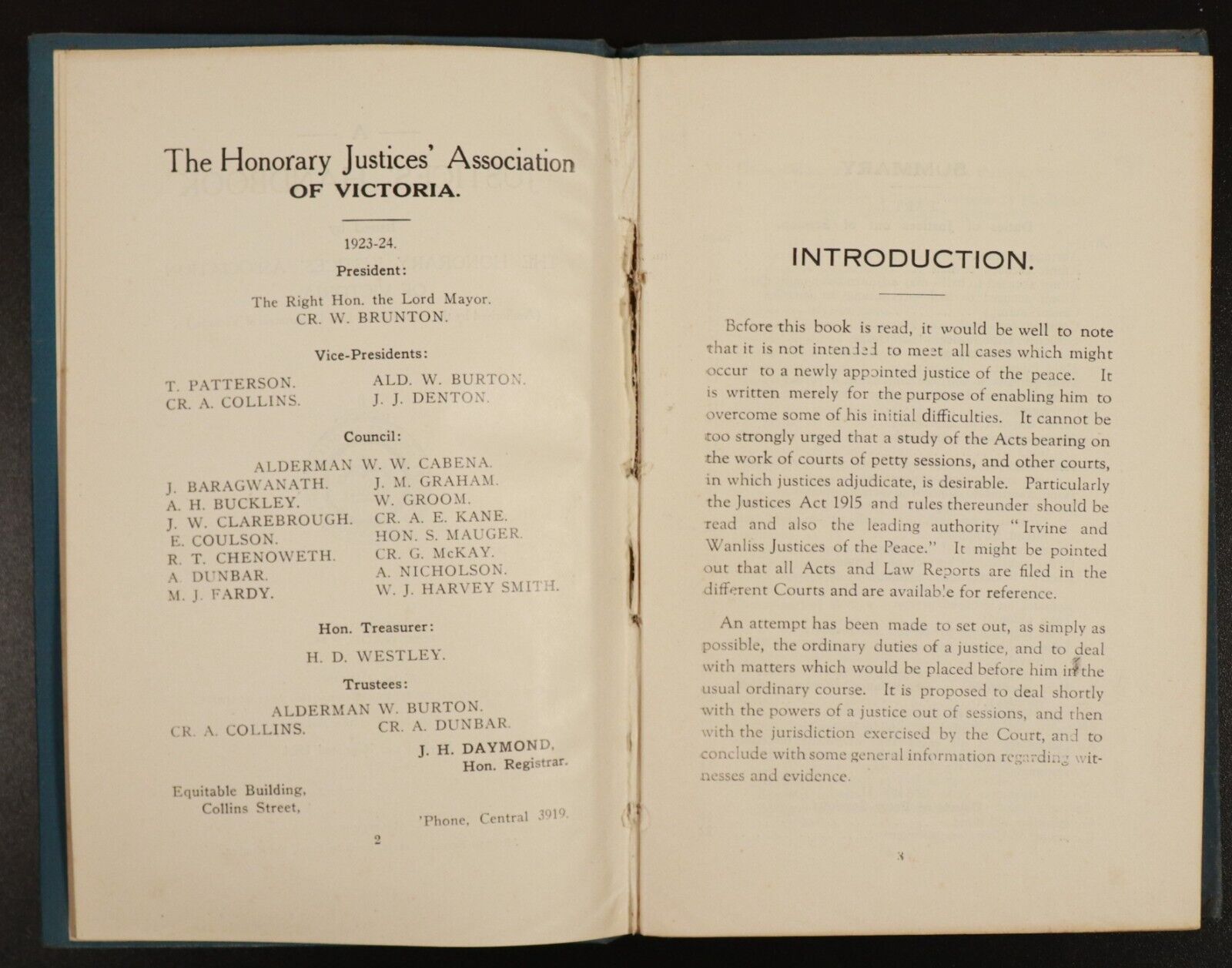 1924 A Justices' Handbook Australian Victorian Legal History Book