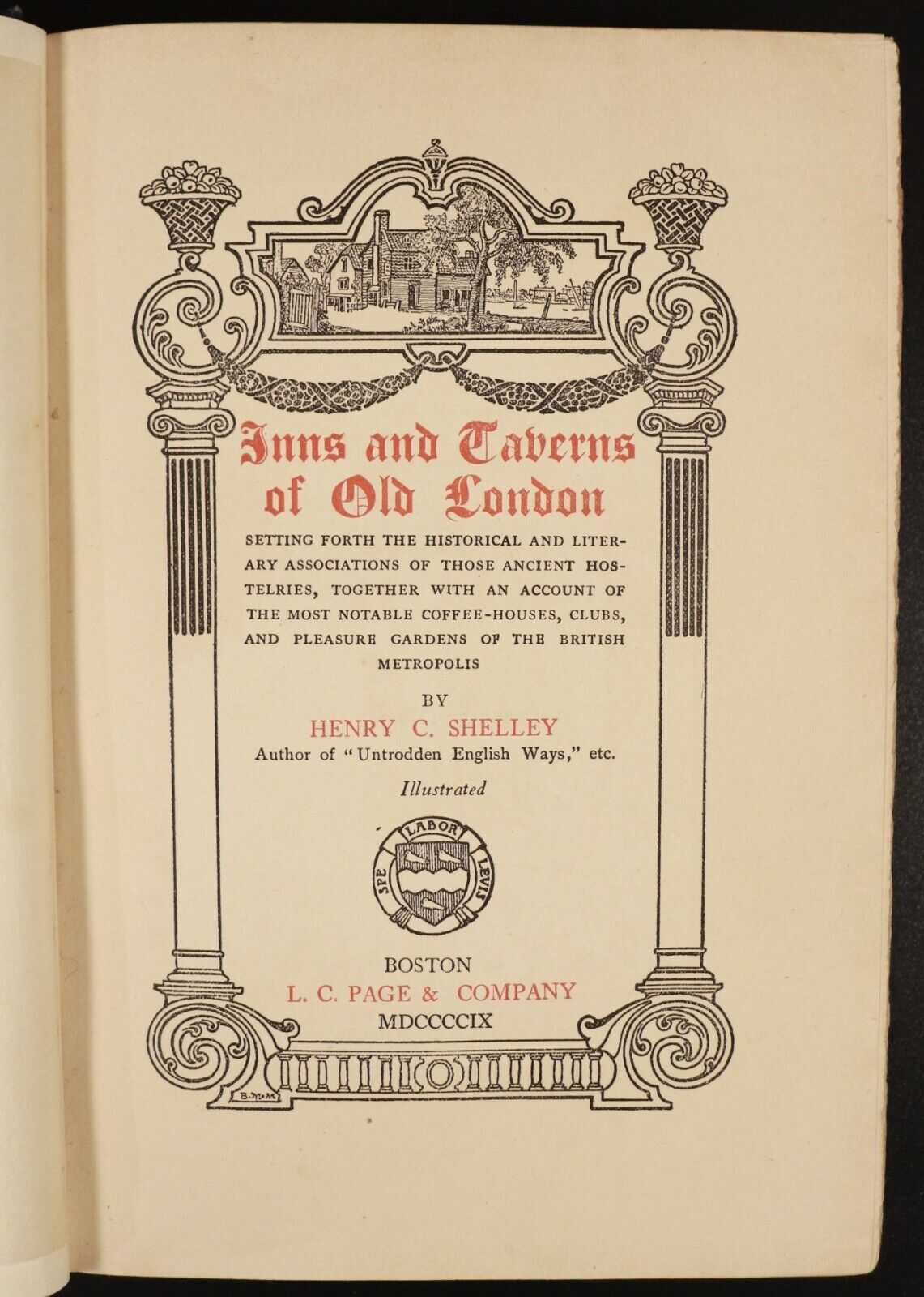 1909 Inns & Taverns Of Old London by H Shelley 1st Ed. Antique Architecture Book