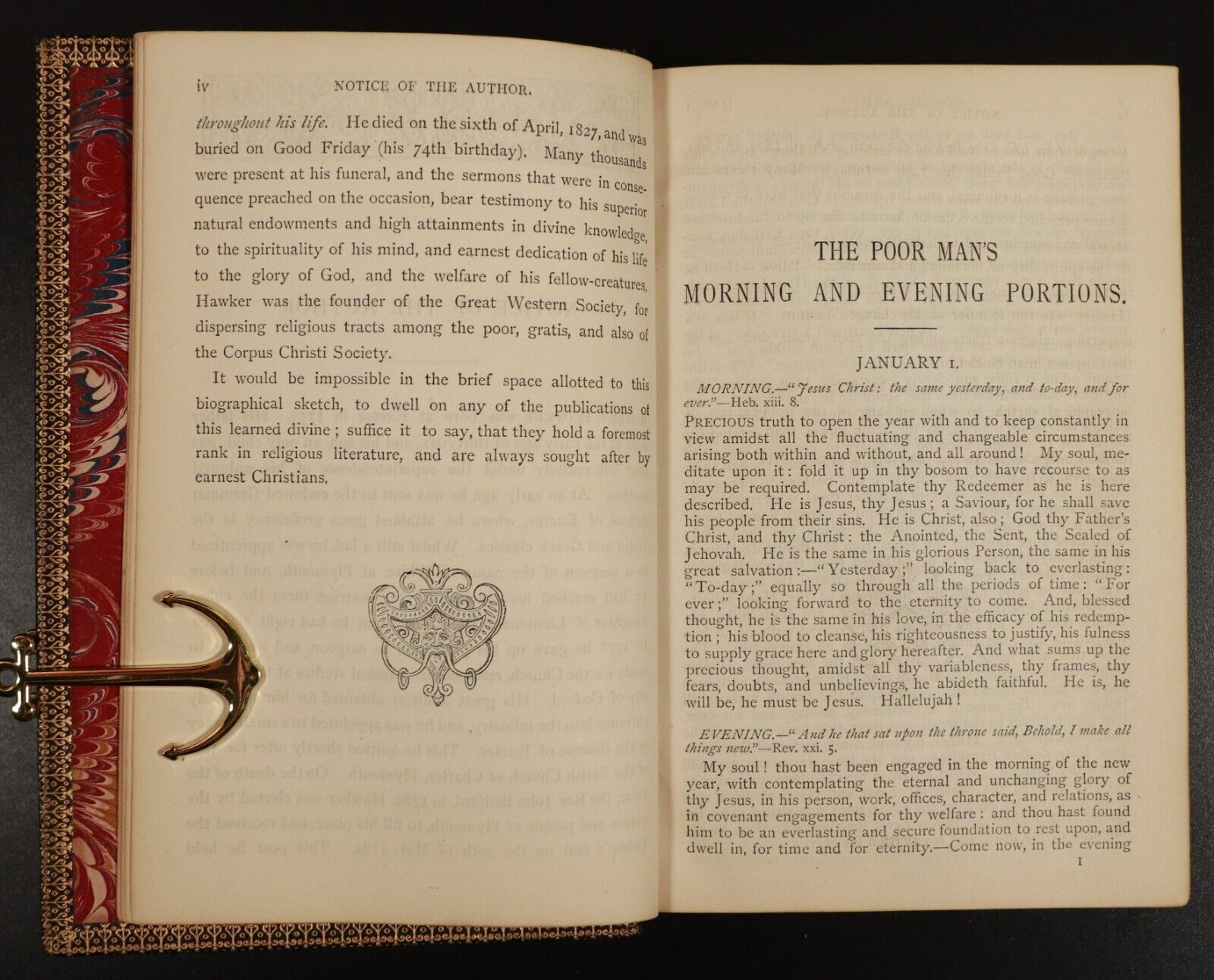 c1870 Morning & Evening Portions - Robert Hawker Antique Theology Book Scripture