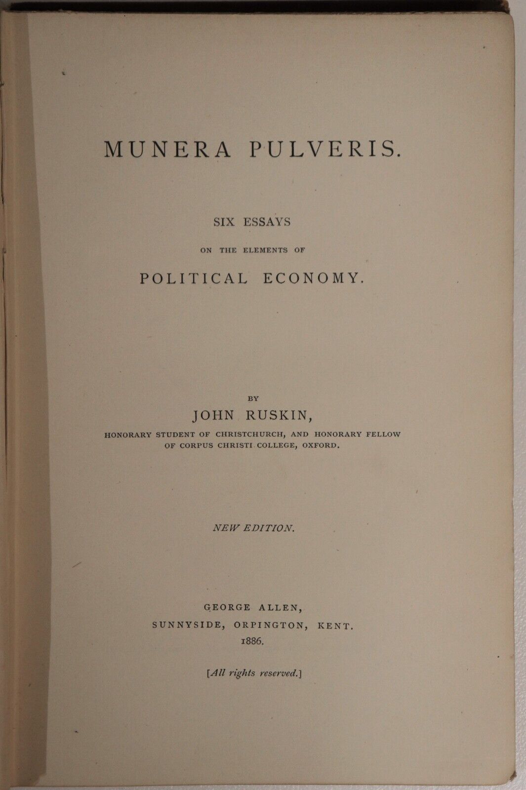 Munera Pulveris by John Ruskin - 1886 - Antique Political History Book - 0