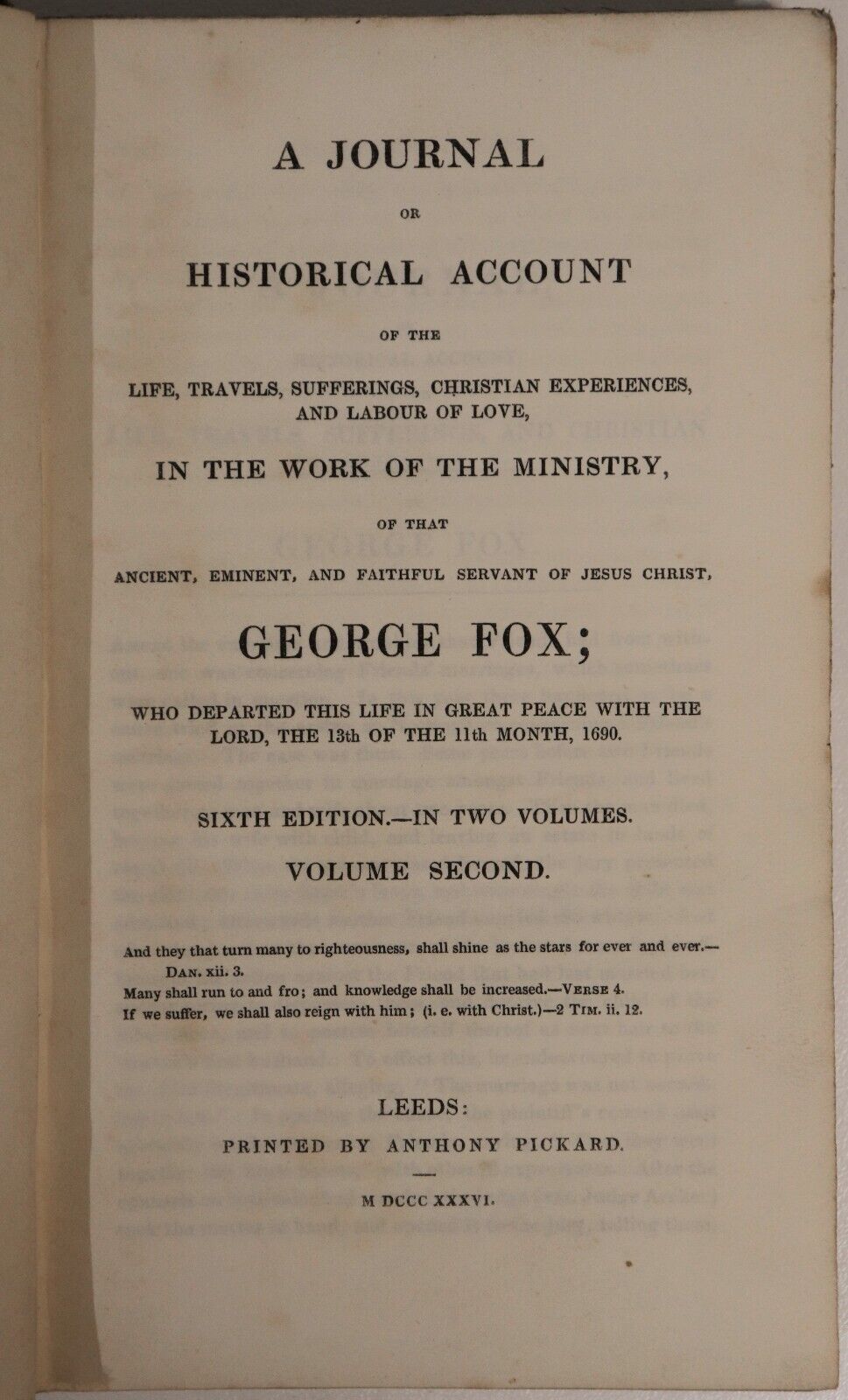 1836 2vol A Journal Of The Life Of George Fox Antiquarian British History Books