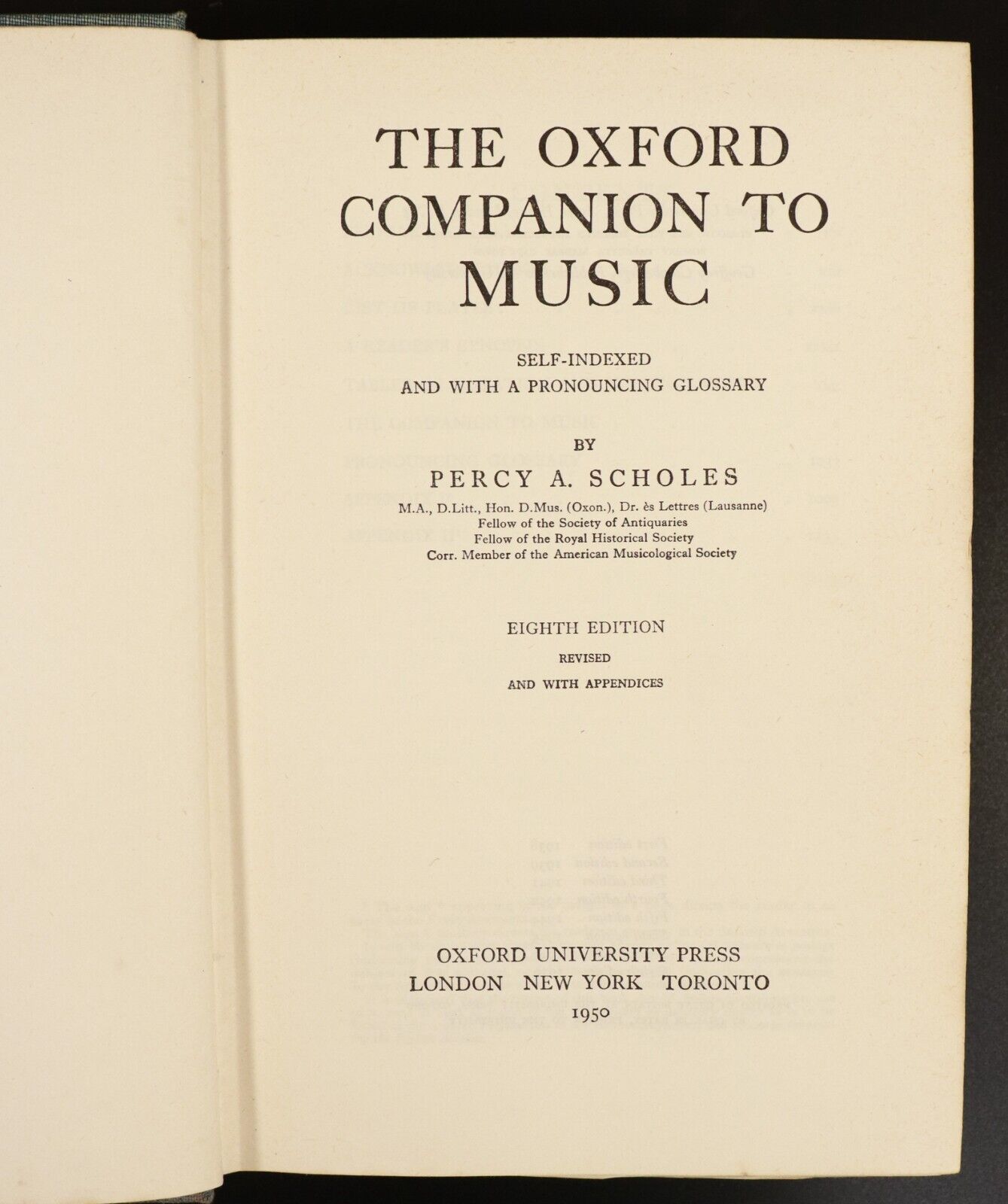 1950 The Oxford Companion To Music Classical Music Reference Book P.A. Scholes - 0