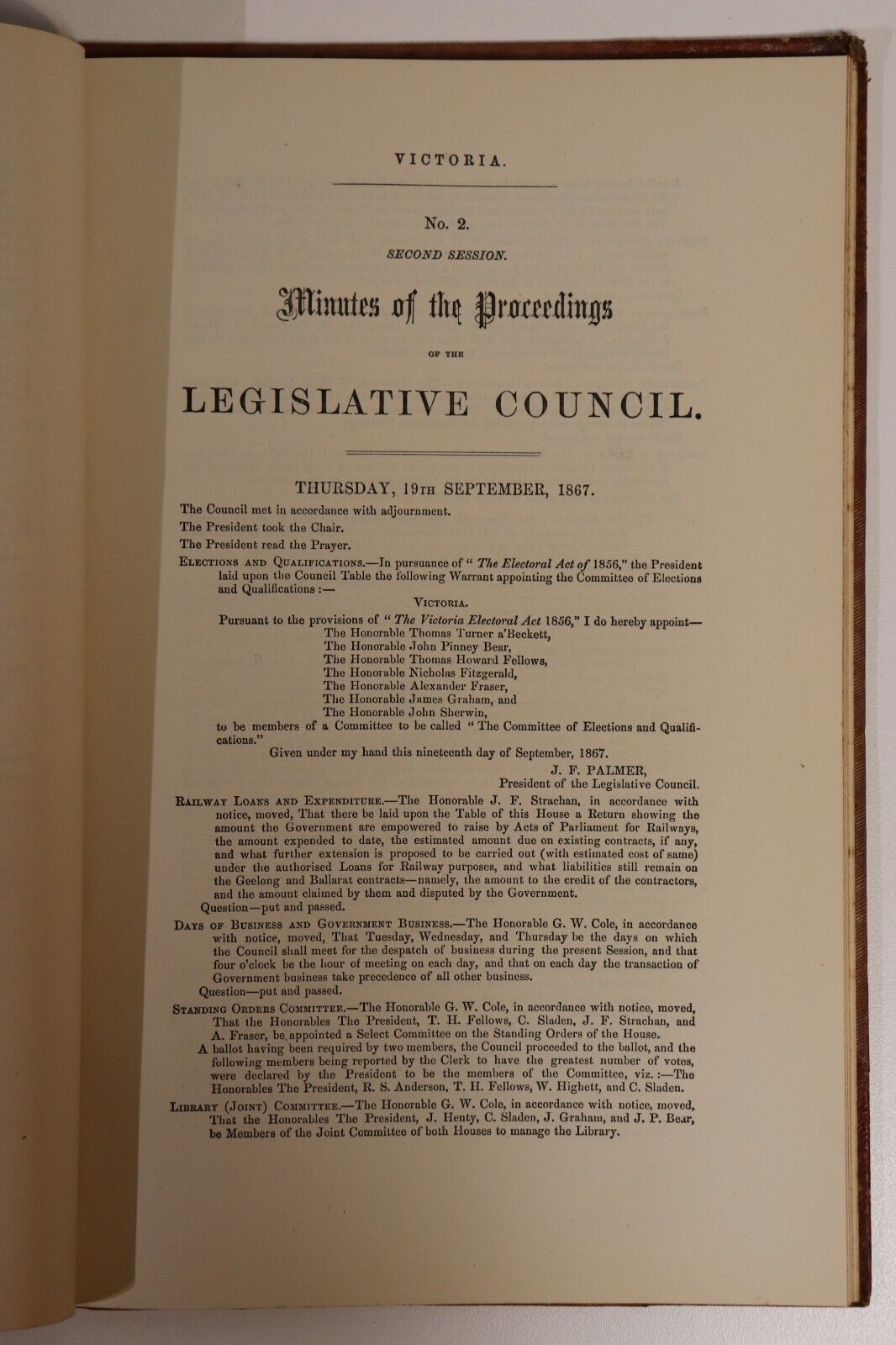 Victoria: Votes & Proceedings Of Legislative Council - 1867 - Government Book
