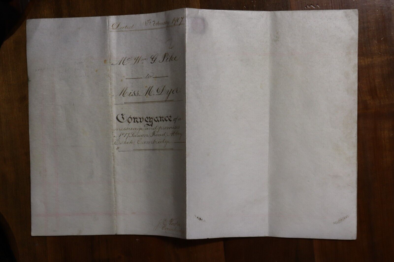 1907 Vellum Sealed Conveyancing Document - UK Manuscript Legal History