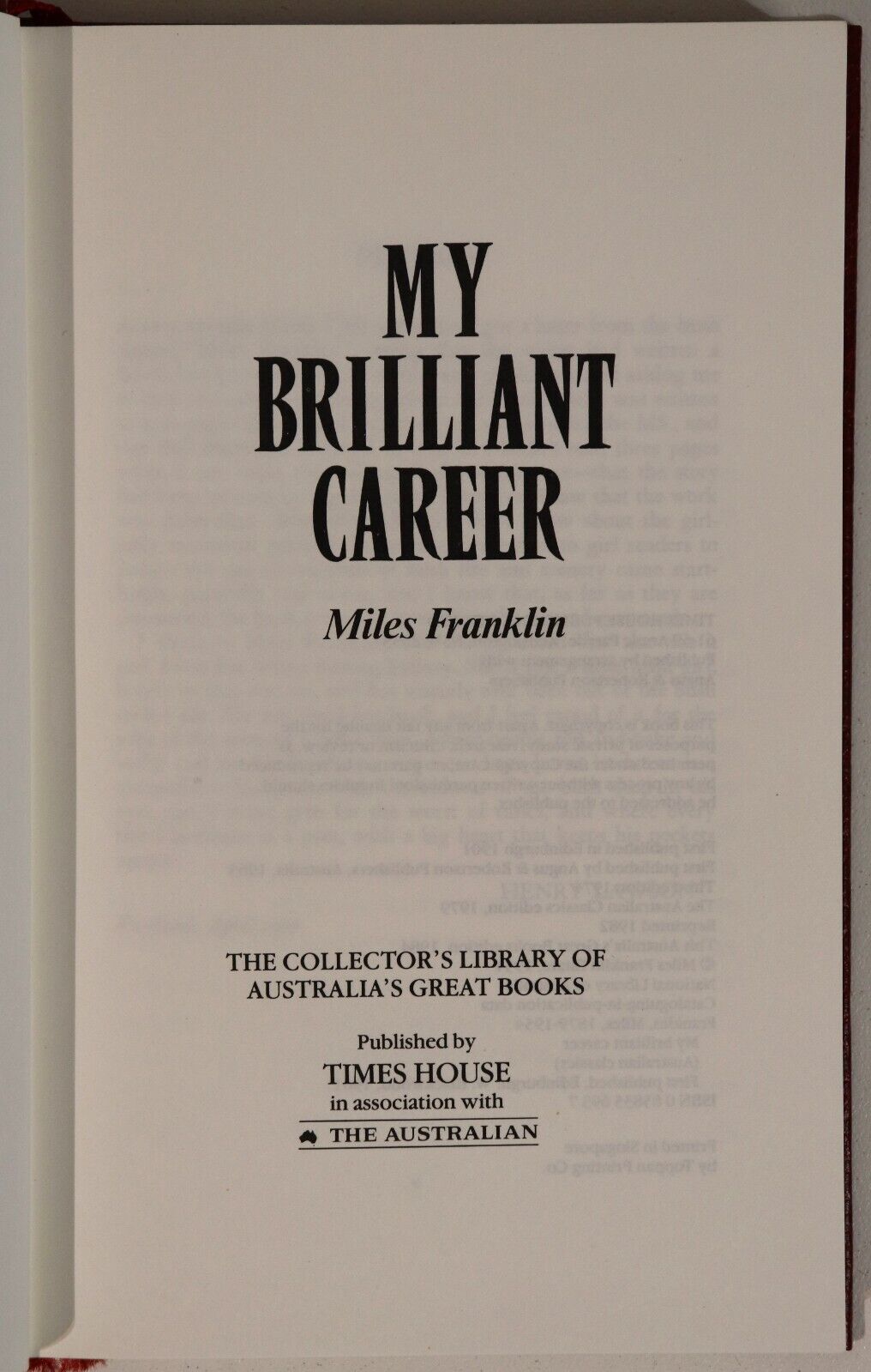My Brilliant Career by Miles Franklin - 1983 - Australian Literature Book