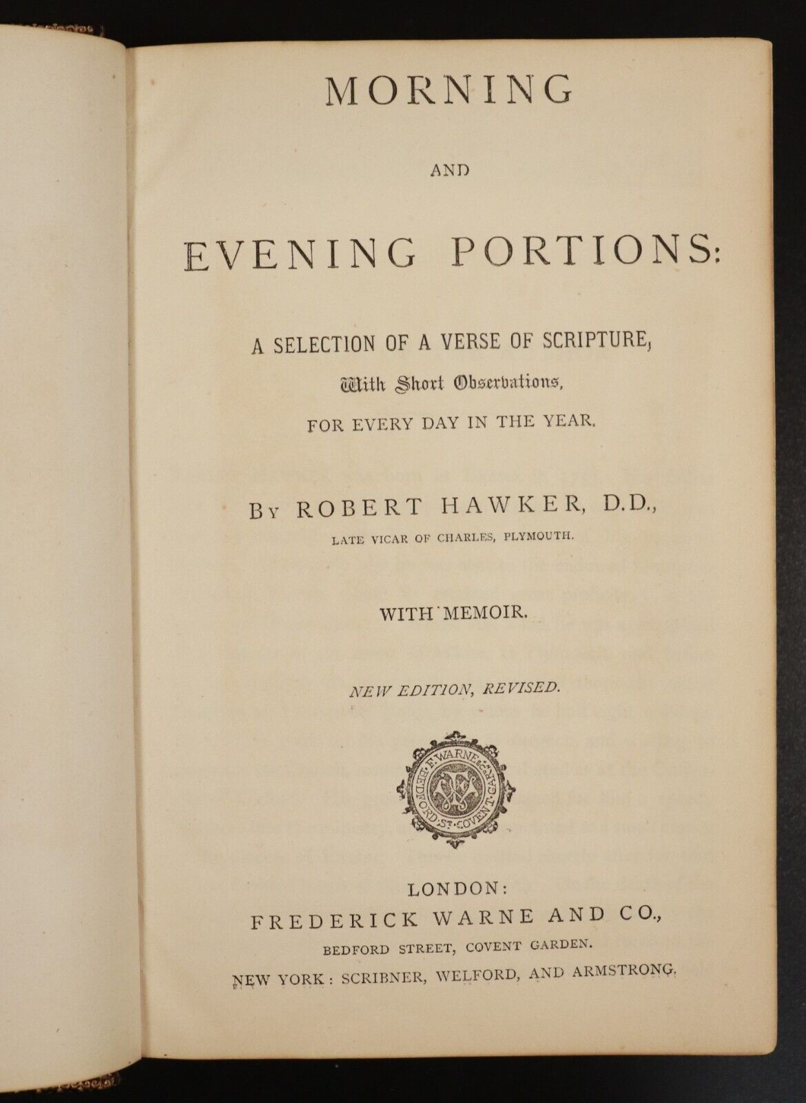 c1870 Morning & Evening Portions - Robert Hawker Antique Theology Book Scripture