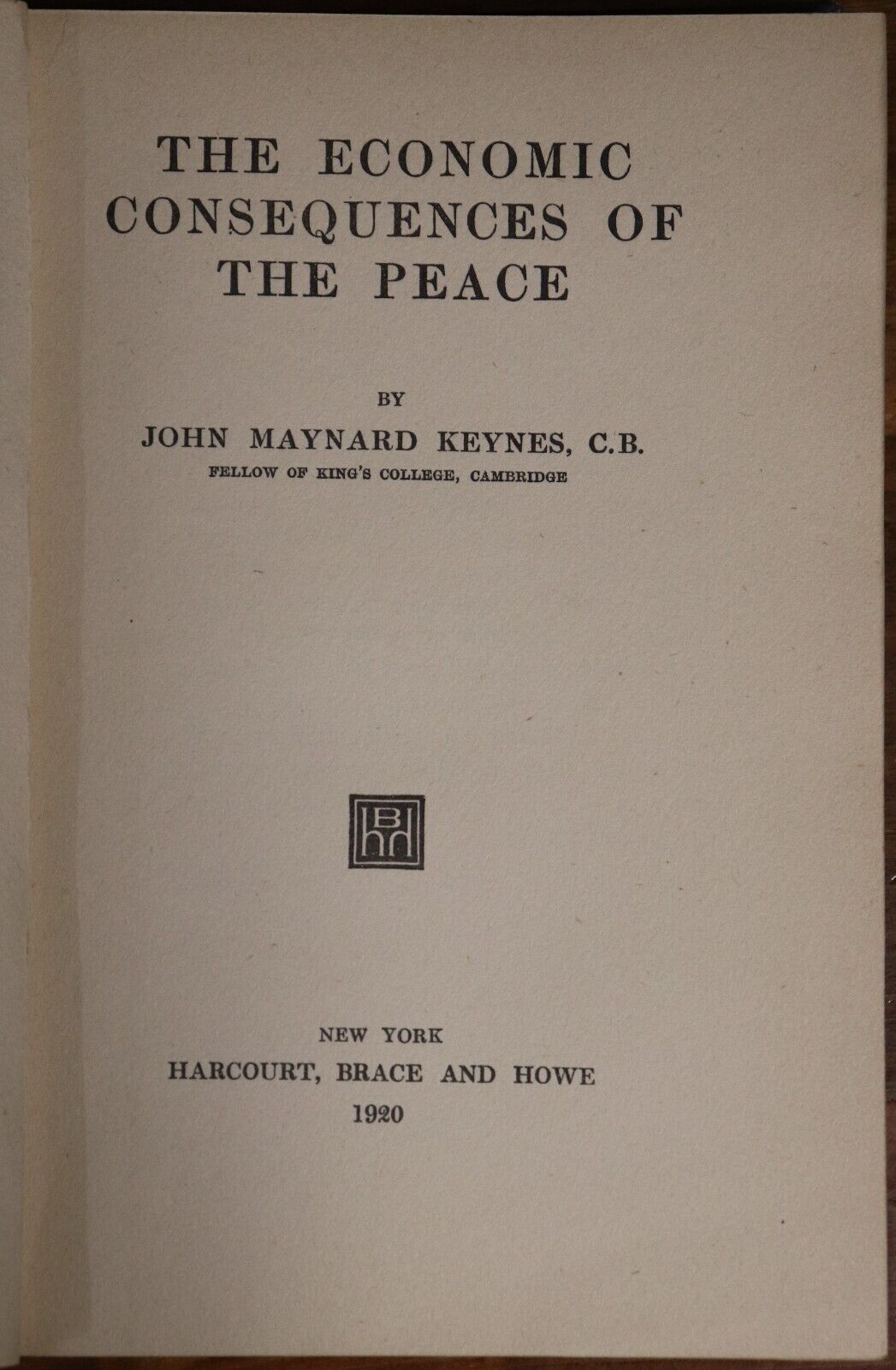 The Economic Consequences Of The Peace - Keynes - 1920 - 1st Ed. Economics Book - 0