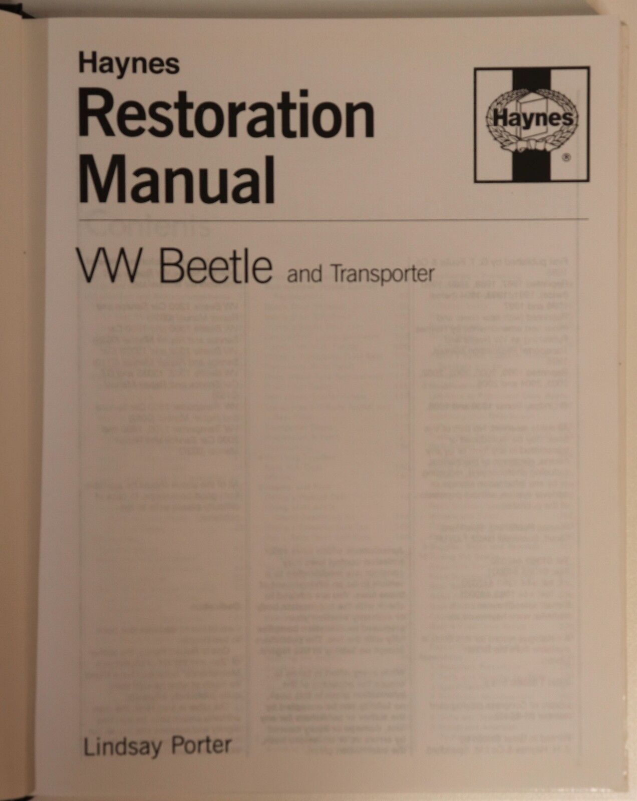 Haynes Restoration Manual VW Beetle & Transporter - 2005 - Automotive Book