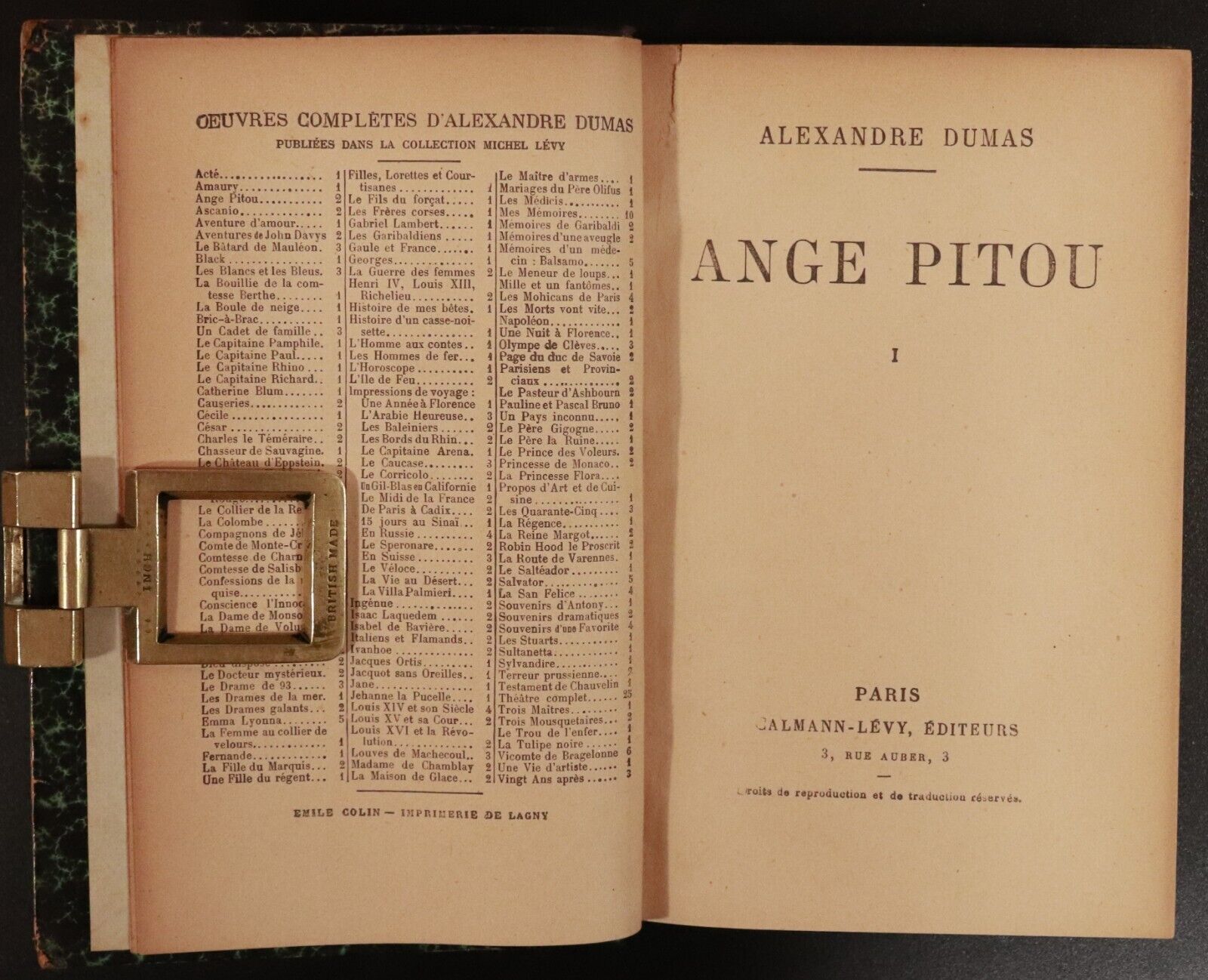 c1880 2vol Ange Pitou by Alexandre Dumas Antiquarian French Fiction Books - 0