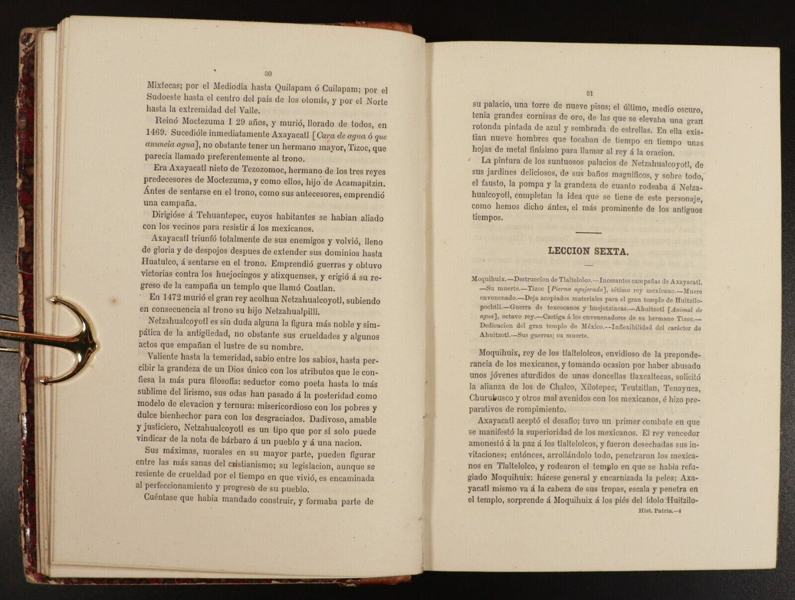 1891 Lecciones de Historia Patria by Guillermo Prieto Antiquarian History Book