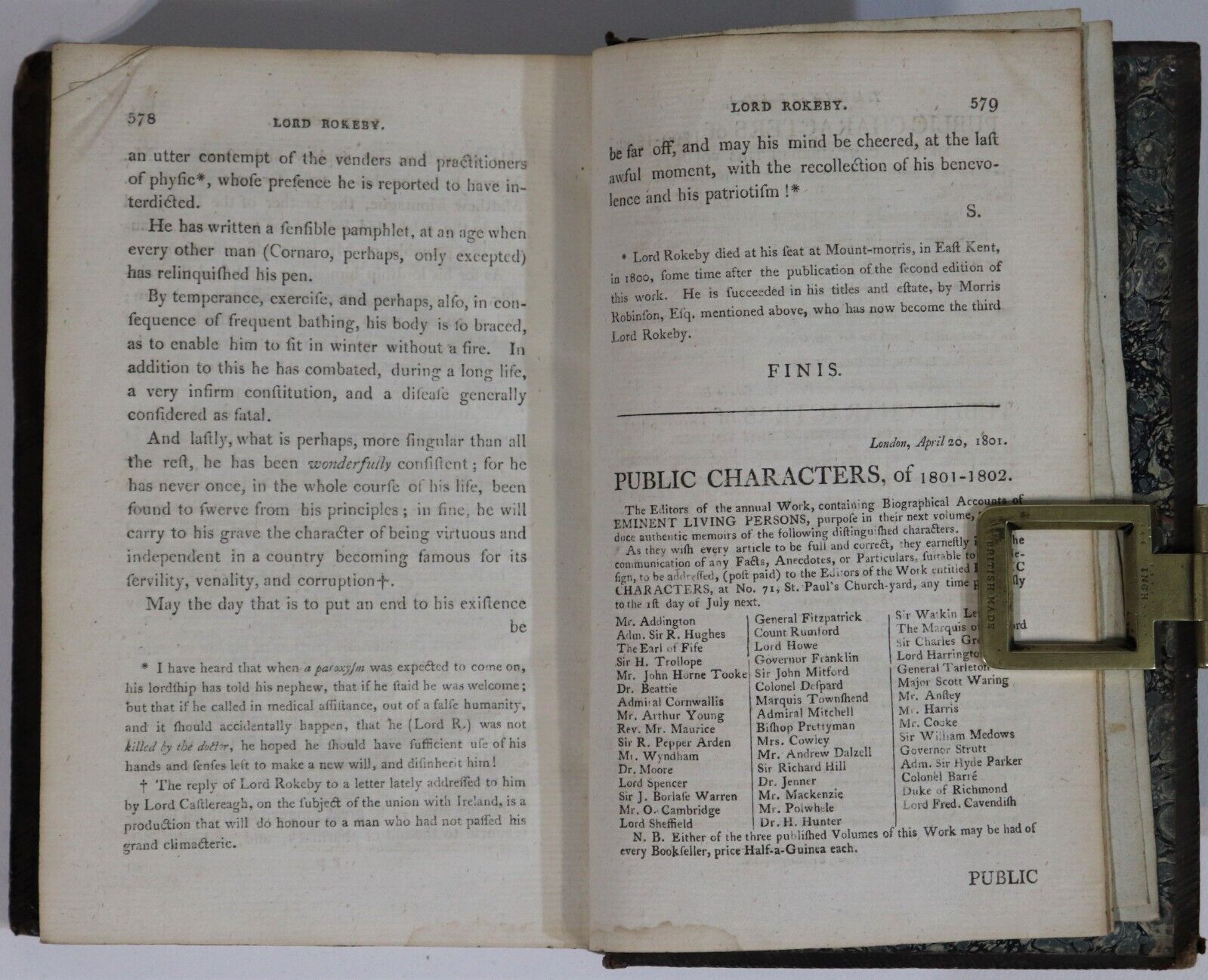 1798-1807 8vol British Public Characters: R Phillips Antiquarian Book Set