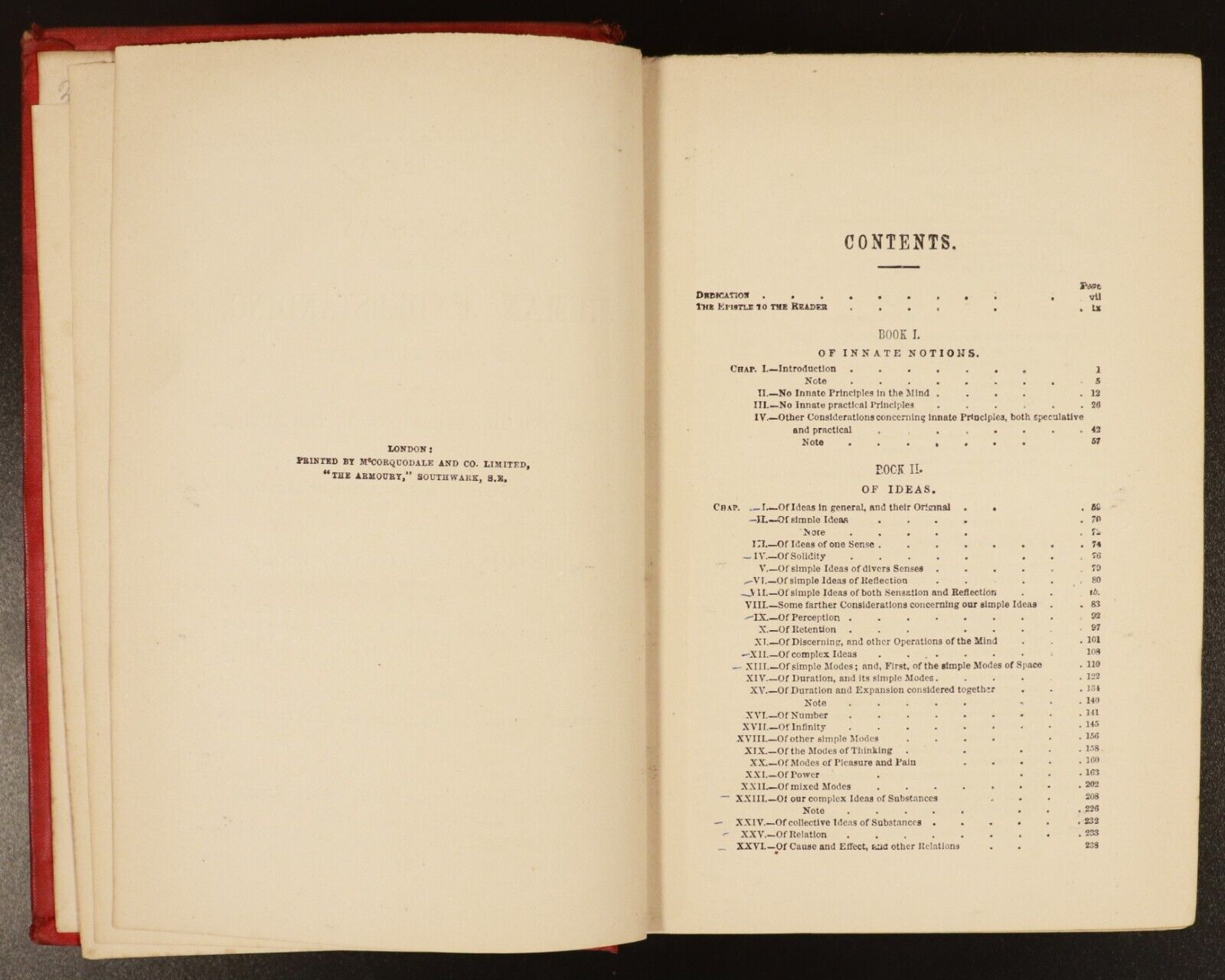 1894 An Essay On The Human Understanding J. Locke Antiquarian Philosophy Book