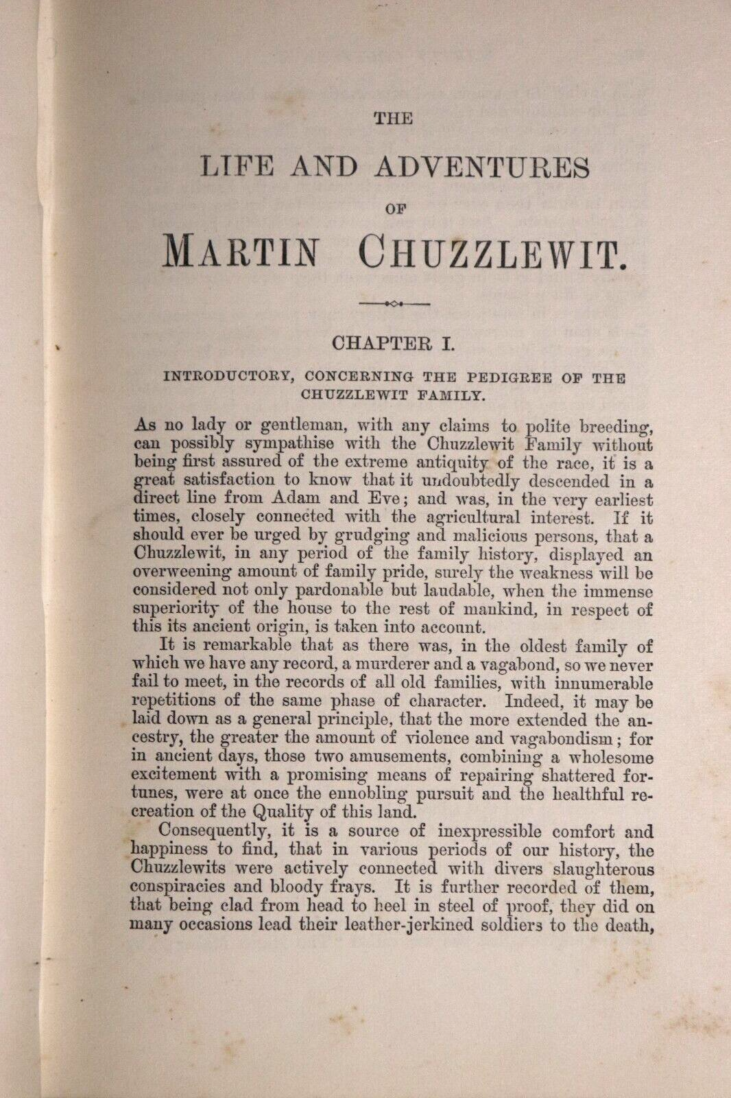 c1895 Life & Adventures Of Martin Chuzzlewit by Charles Dickens Antique Book