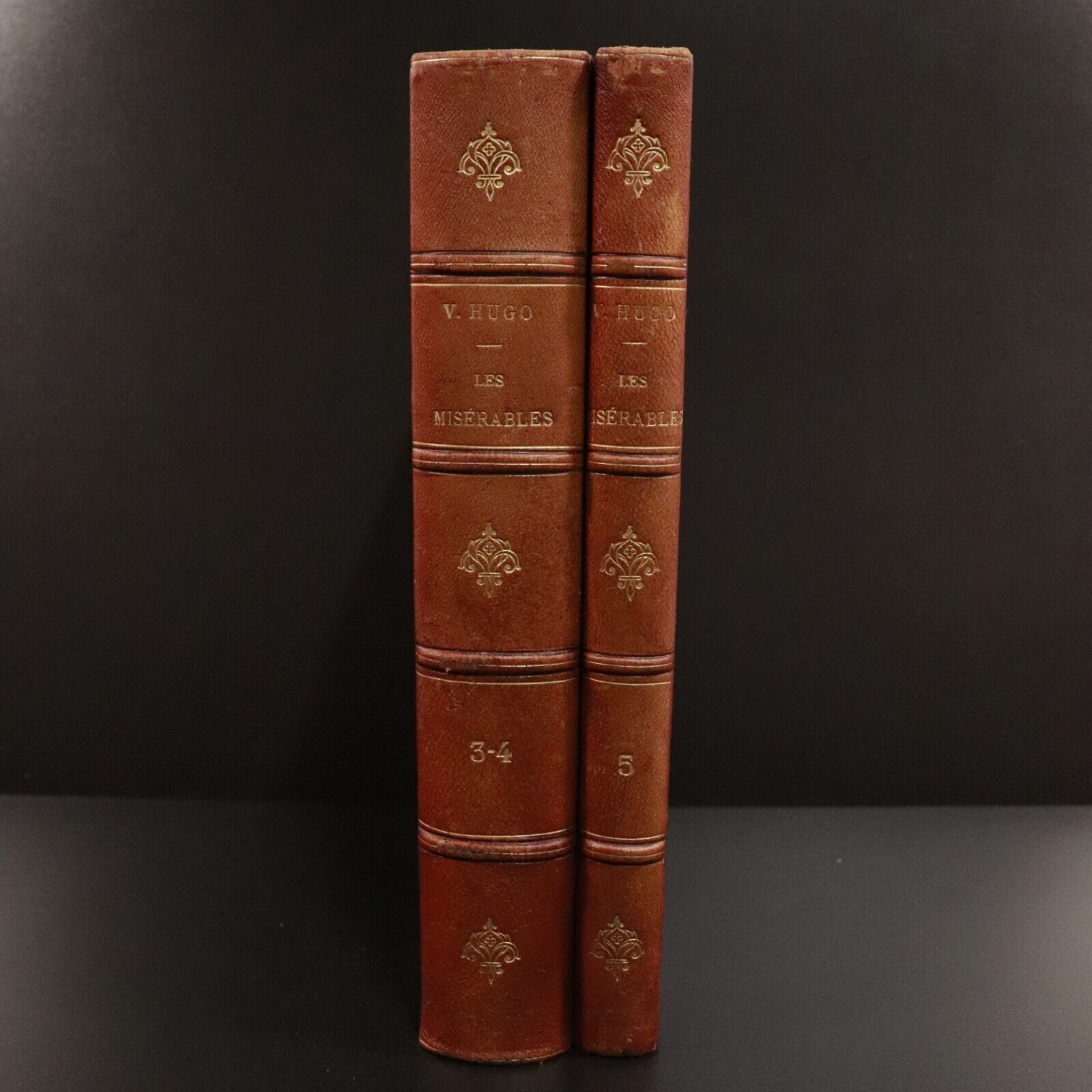 c1880 3vol  Les Miserables by Victor Hugo Antiquarian Books Fine Binding