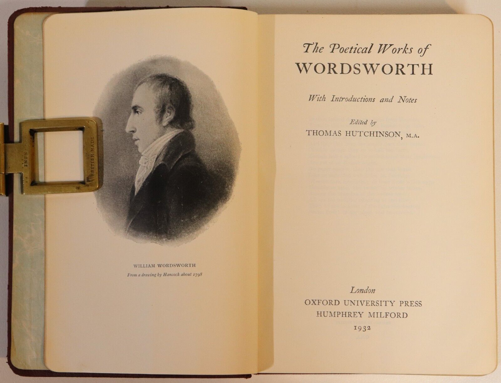 The Poetical Works Of Wordsworth - 1932 - Antique Poetry Book