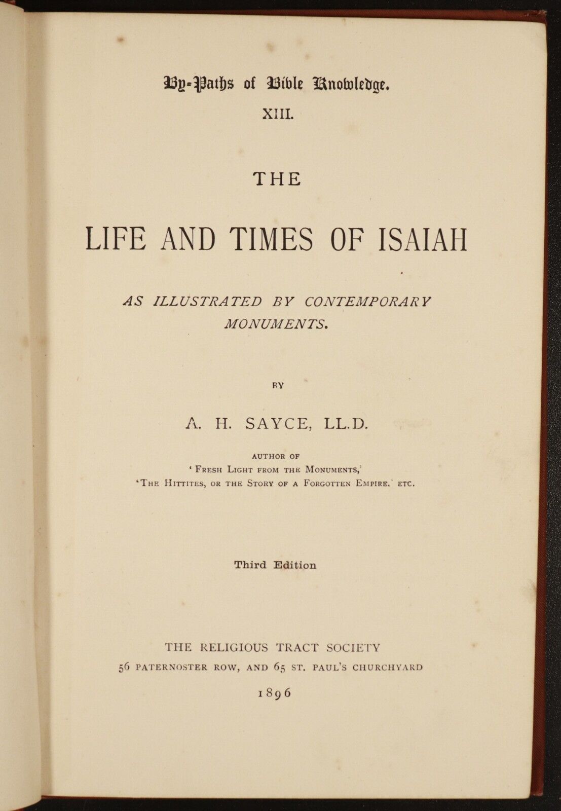 1896 The Life & Times Of Isaiah by A.H. Sayce Antique Theology Book Bible Study - 0