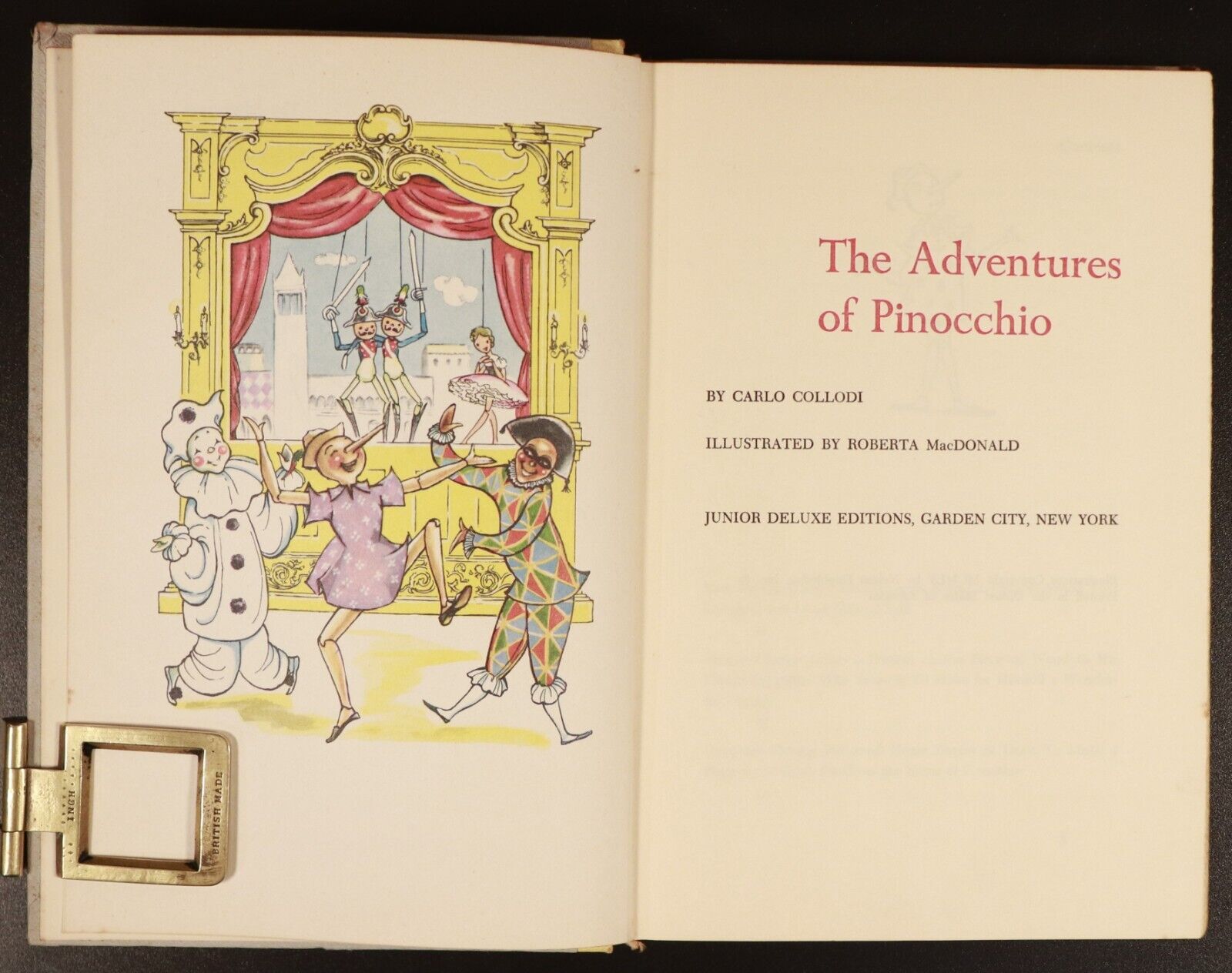 1955 The Adventures Of Pinocchio Carlo Collodi Vintage Classic Childrens Book - 0