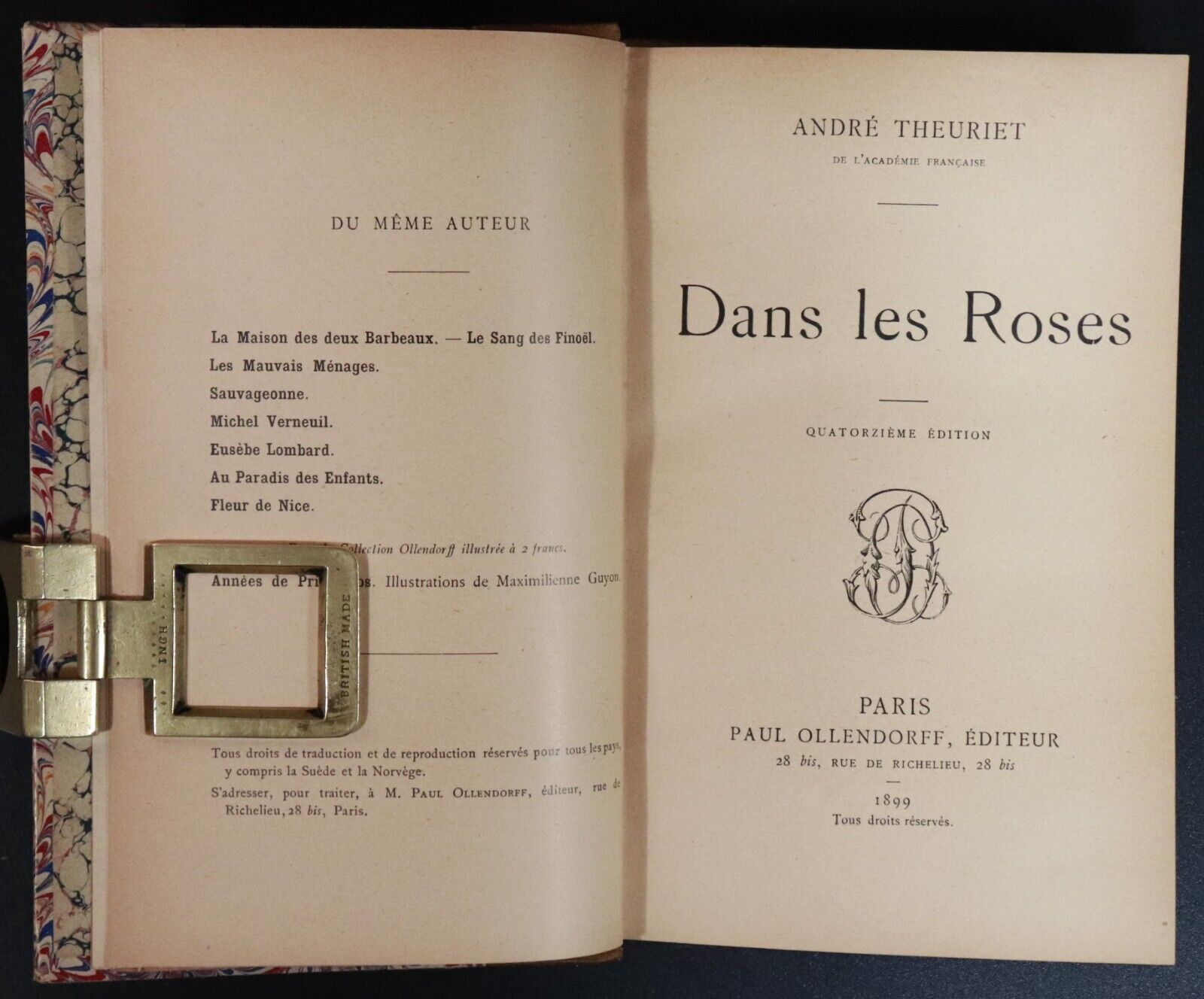 1899 Dans Les Roses nu Andre Theuriet Antiquarian French Fiction Book - 0