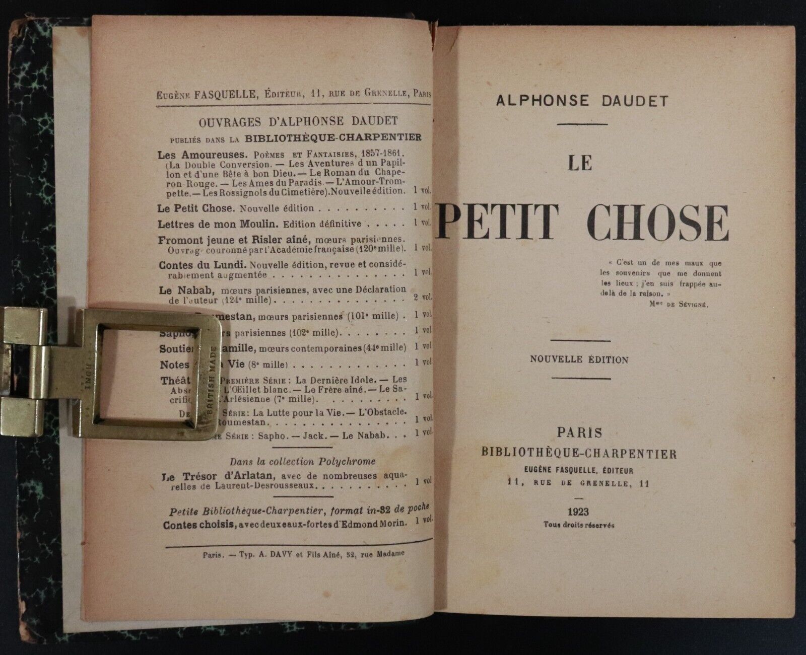 1923 Le Petit Chose by Alphonse Daudet Antiquarian French Fiction Book - 0