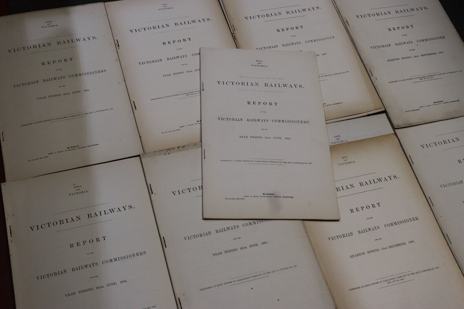 Parliamentary Papers: Victorian Railways - 1890's - Australia Train Books - 0