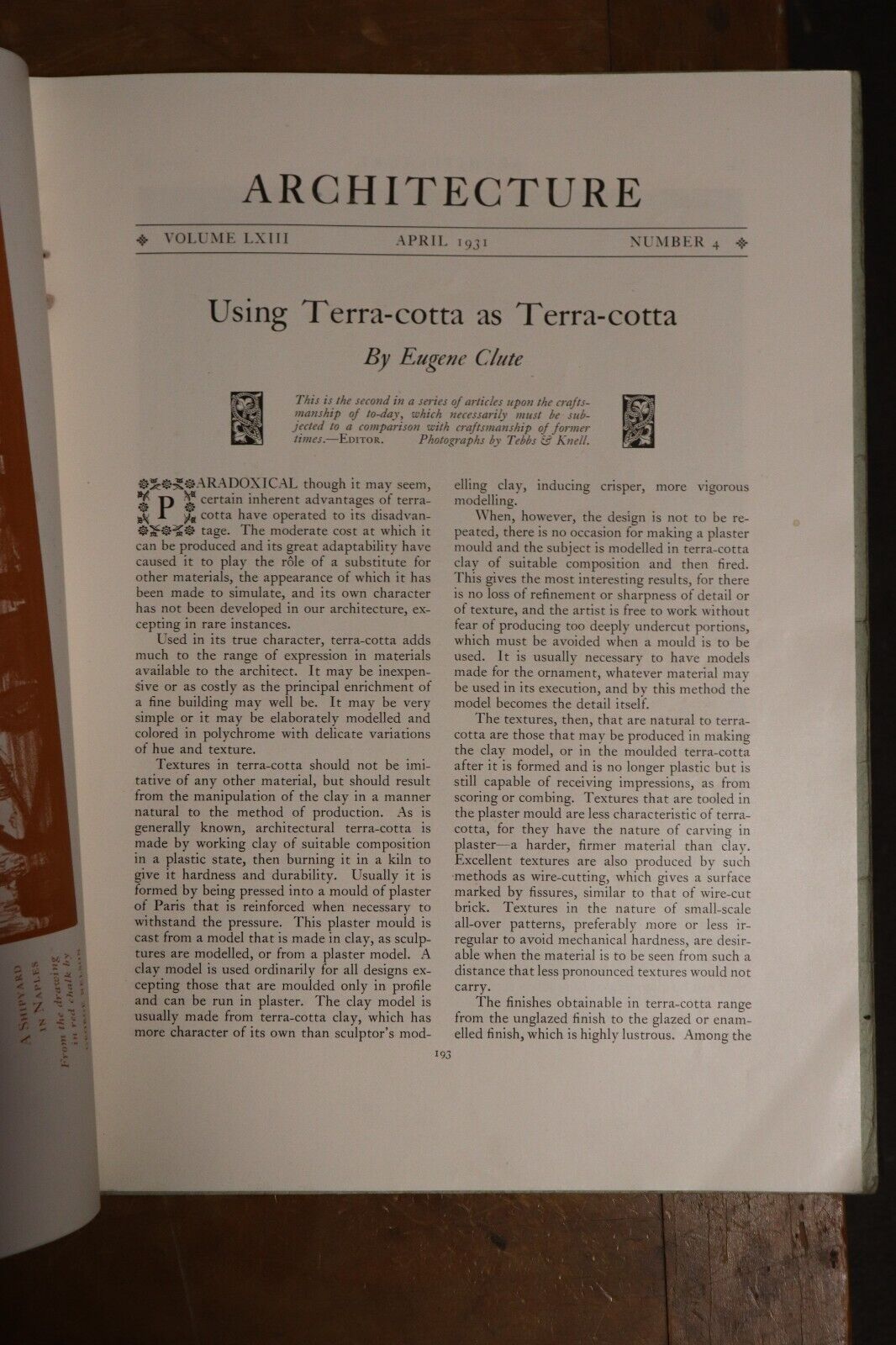 Architecture Magazine - April 1931 - Charles Scribner Architecture Magazine - 0