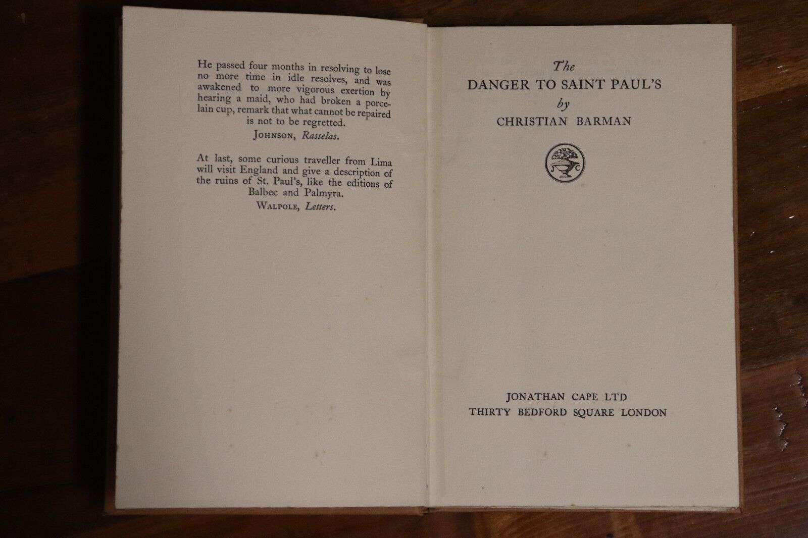 The Danger To Saint Paul's by C Barman - 1925 - 1st Edition - Architecture Book - 0