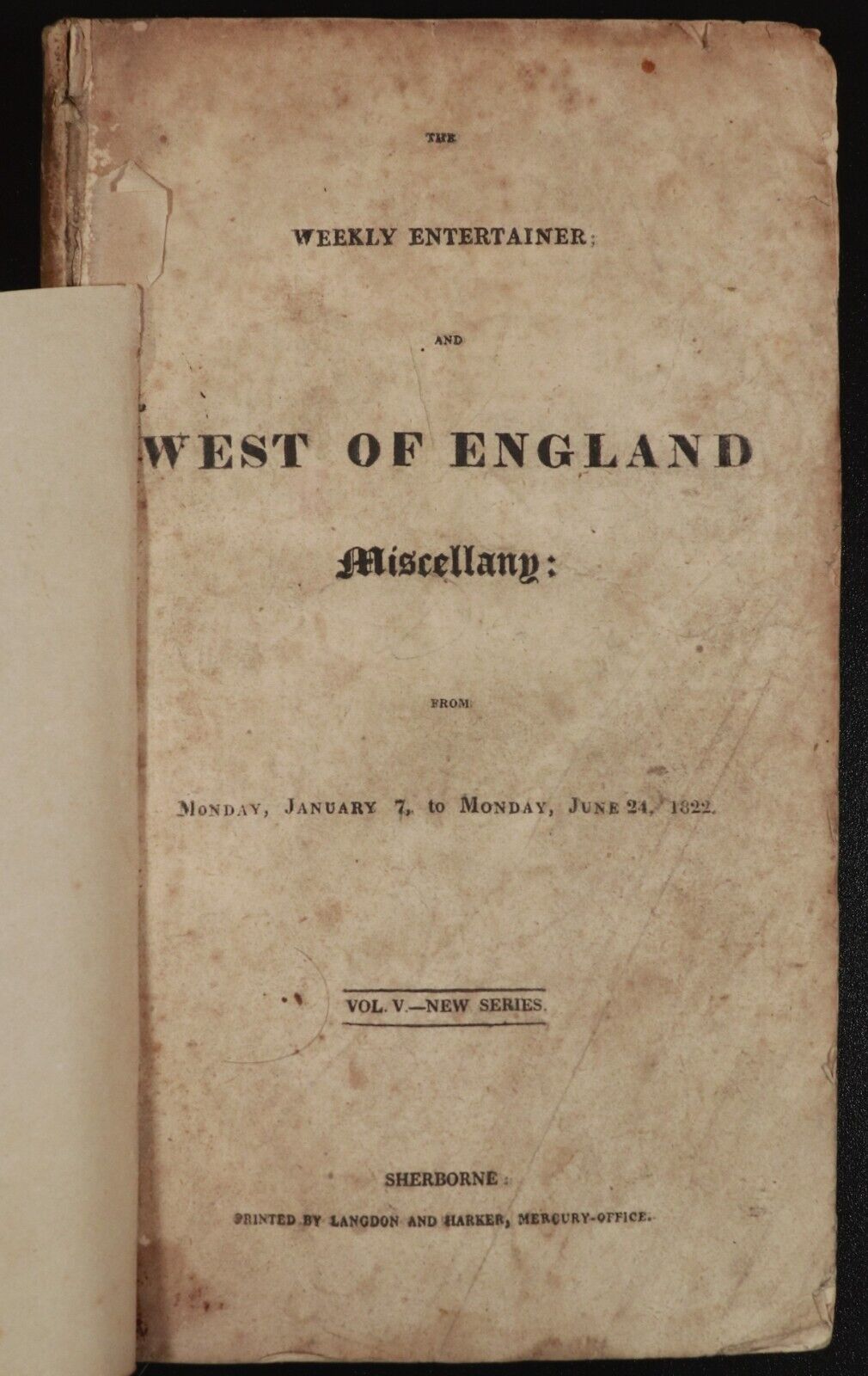 1822 Weekly Entertainer West Of England Miscellany Antiquarian Book Witchcraft - 0