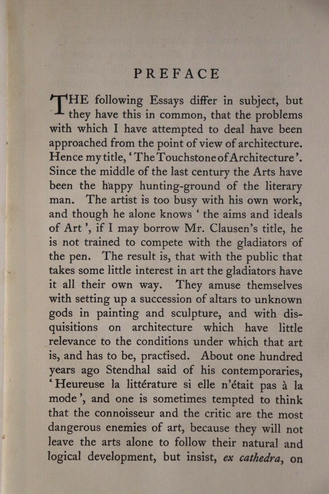 1925 The Touchstone Of Architecture by R Blomfield 1st Edition Antique Book