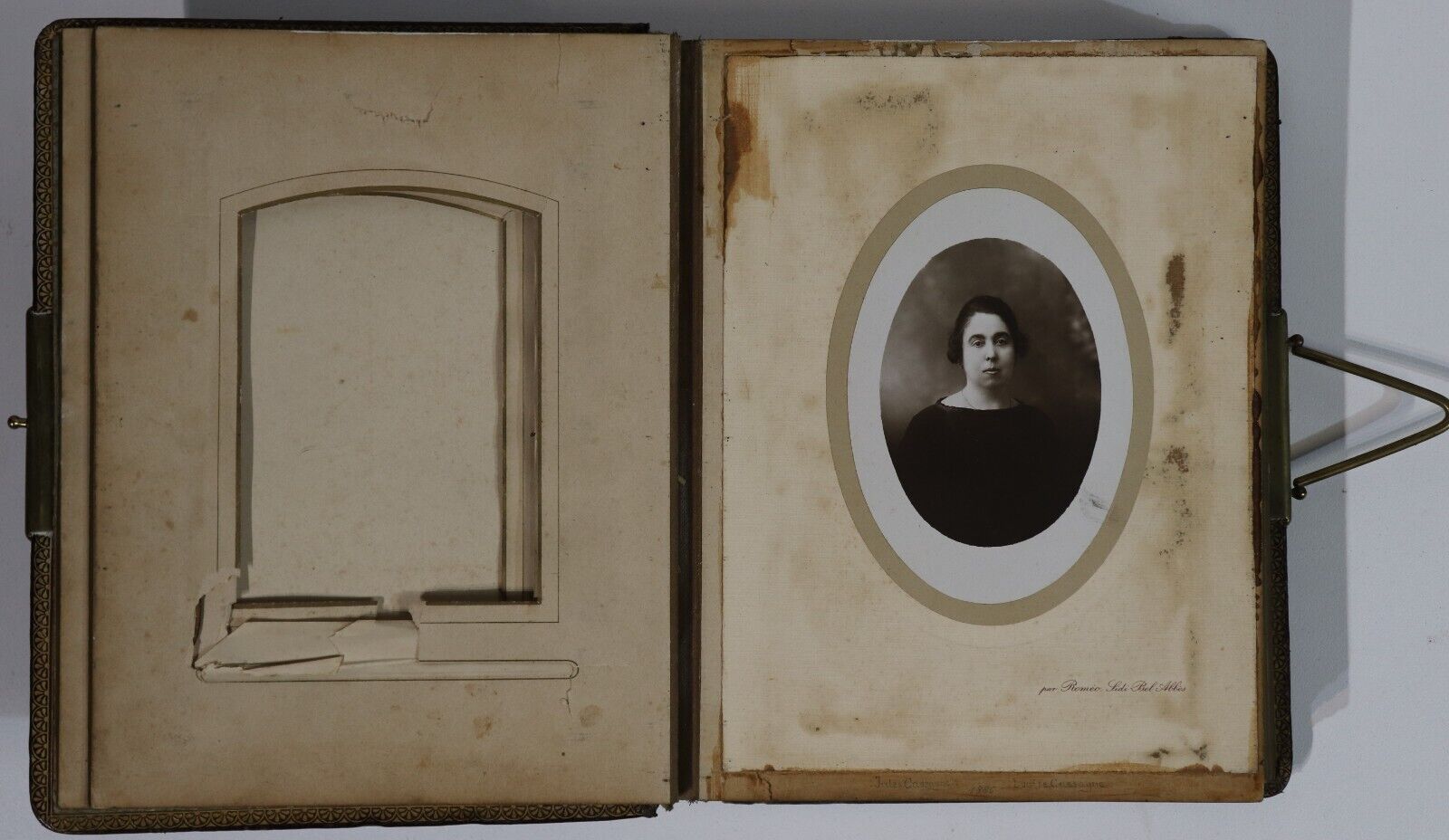 Antique Victorian Photo Album - c1885 - Leather With Brass Clasp - 27cm x 22cm