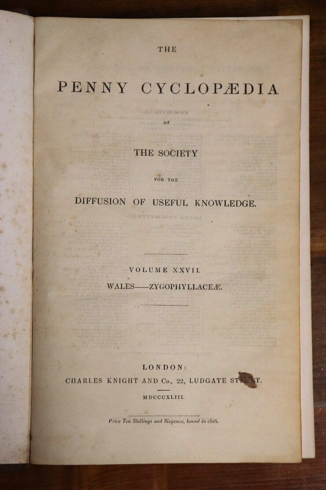 The Penny Cyclopaedia Vol. 27 - 1843 - Antique History Book - 0