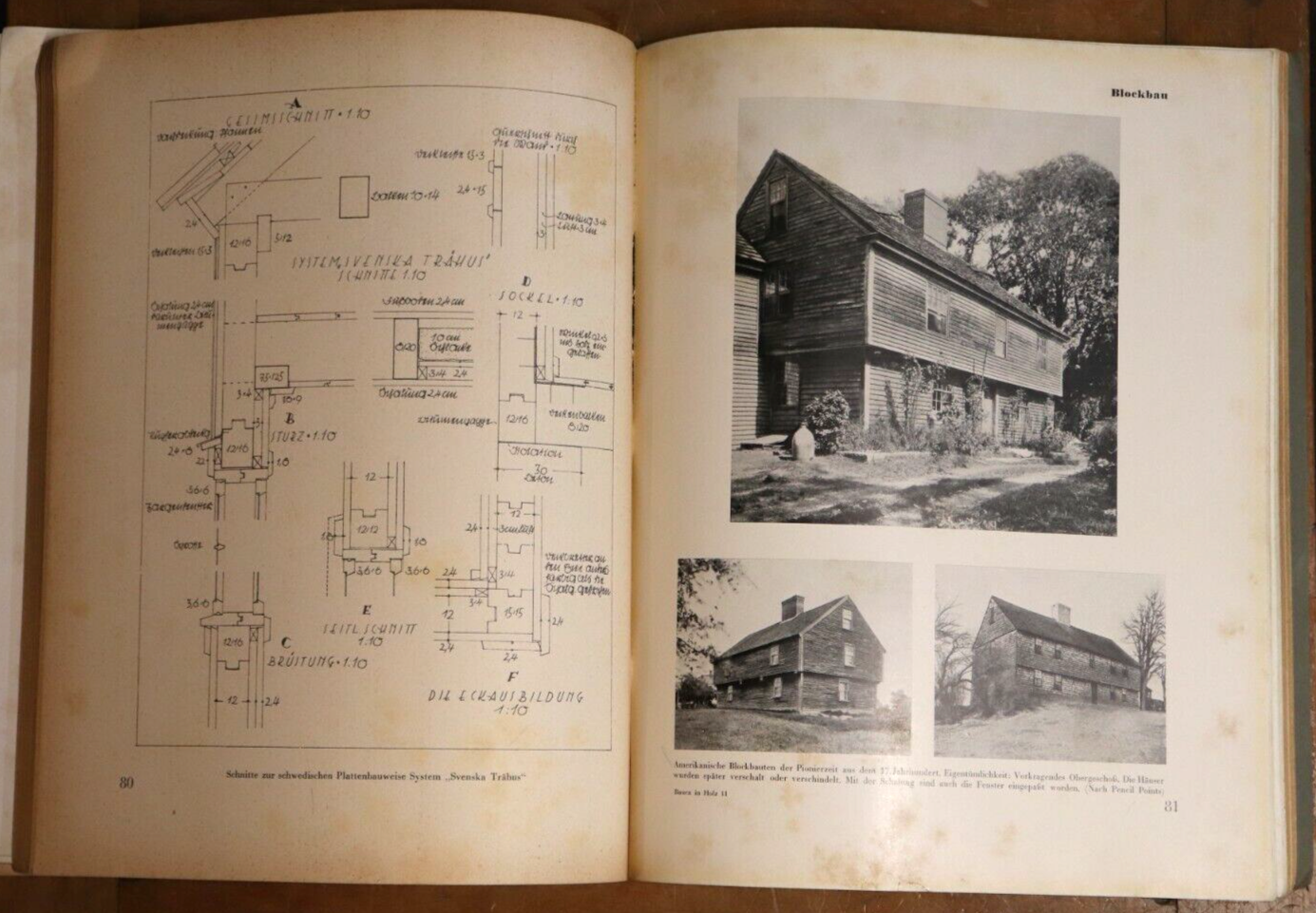 1933 Bauen In Holz by Hans Stolper Antique German Architecture Reference Book