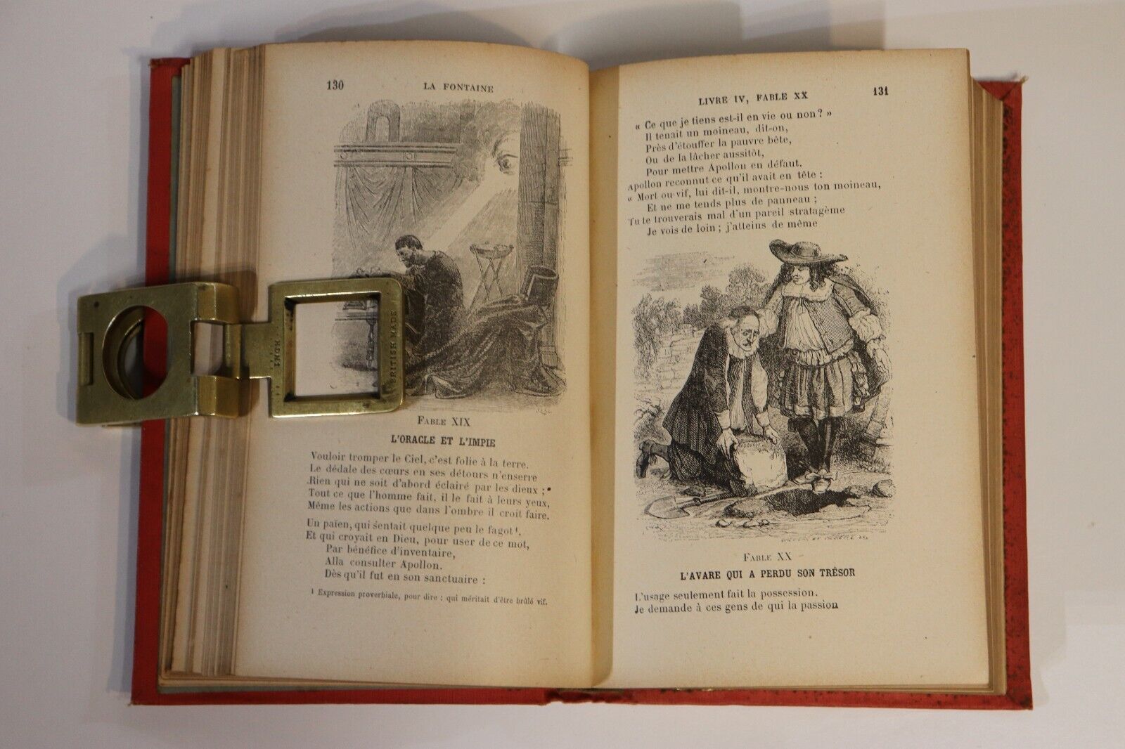 c1885 Fables De La Fontaine Antiquarian French Literature Book