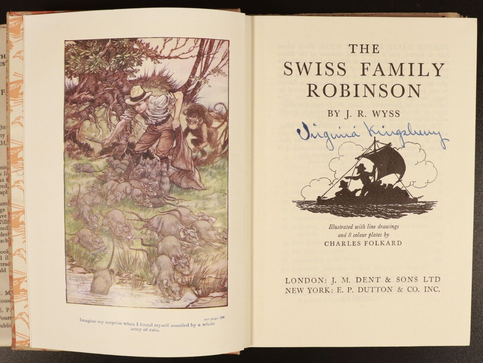 1954 The Swiss Family Robinson by J.R. Wyss Classic Childrens Fiction Book - 0