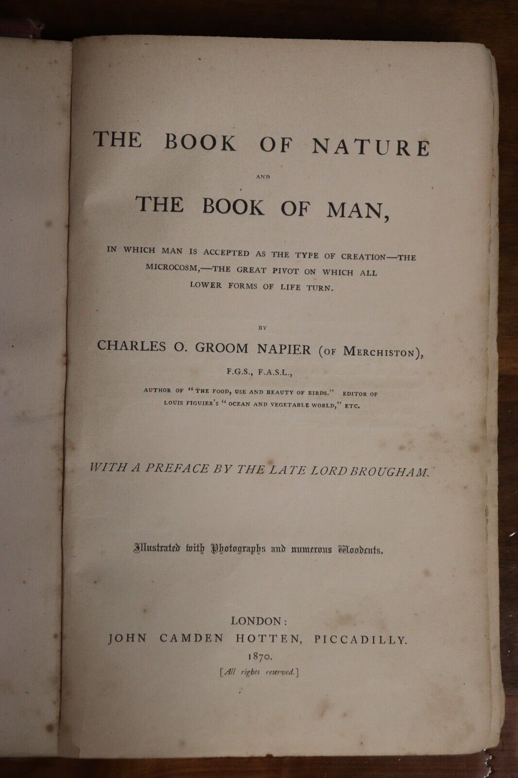 The Book Of Nature & Of Man by C Napier - 1870 - Antique Science & Nature Book - 0
