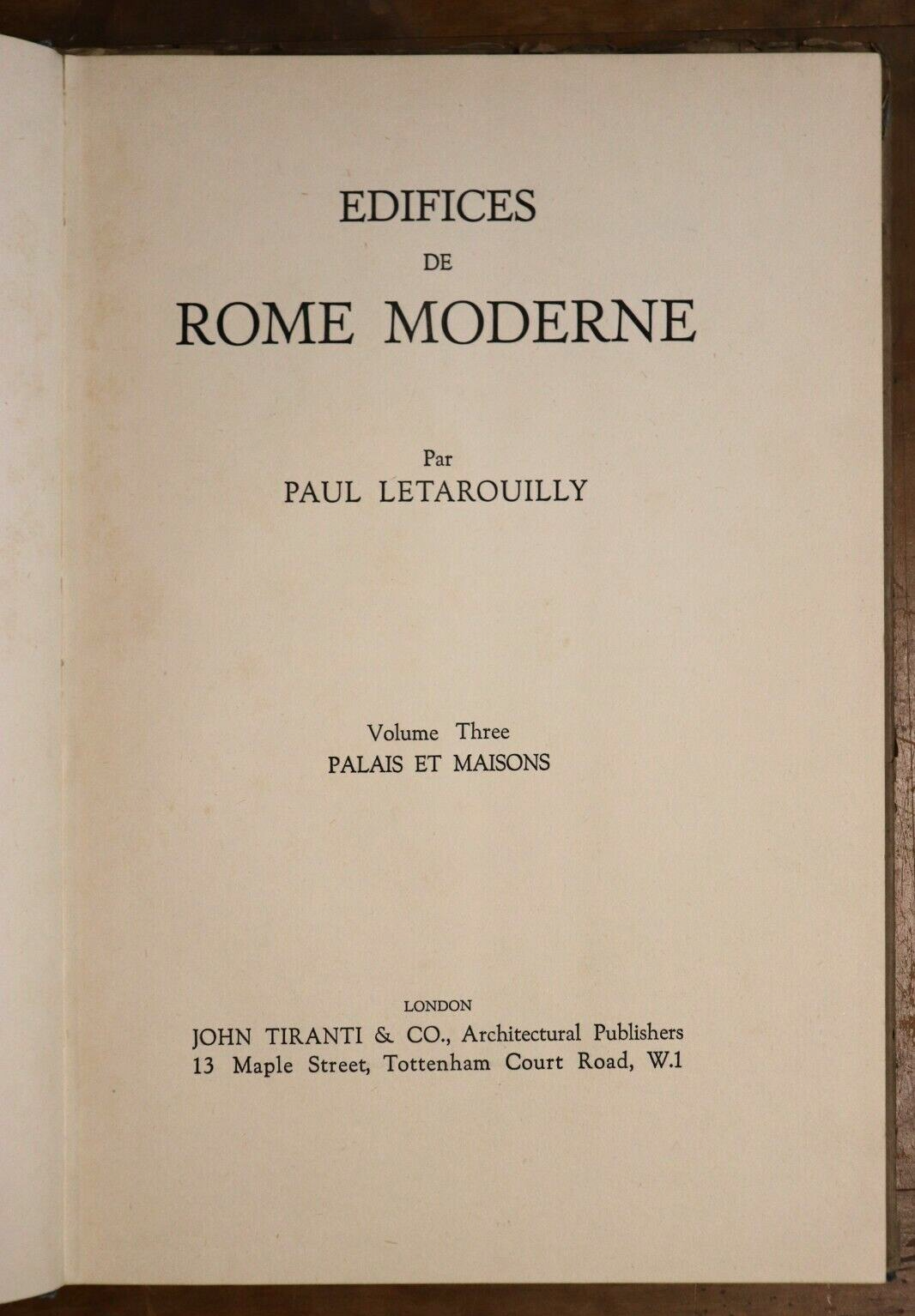 1928 4vol Edifices De Rome Moderne by Paul Letarouilly Architectural Books