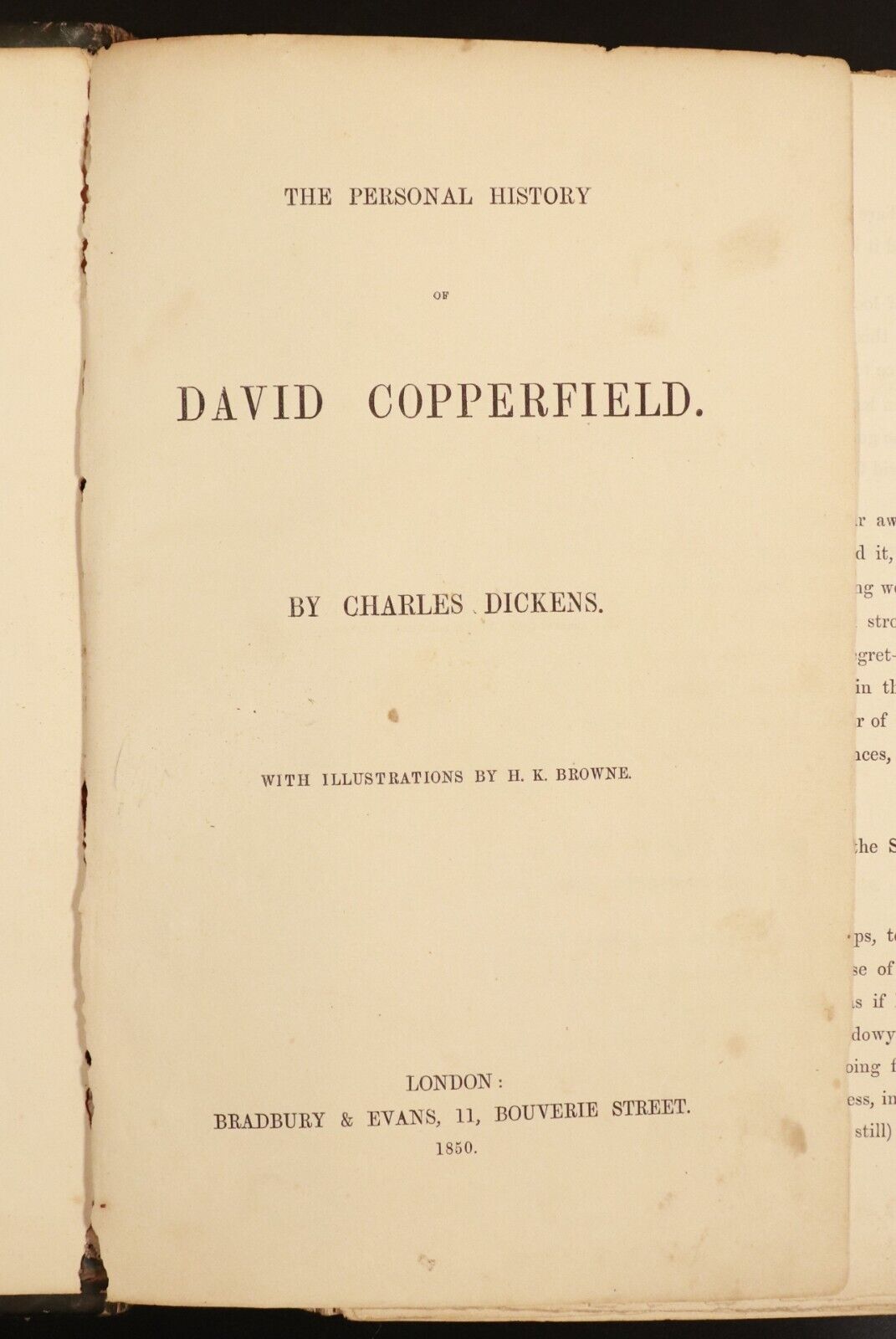 1850 Personal History Of David Copperfield by Charles Dickens Antiquarian Book