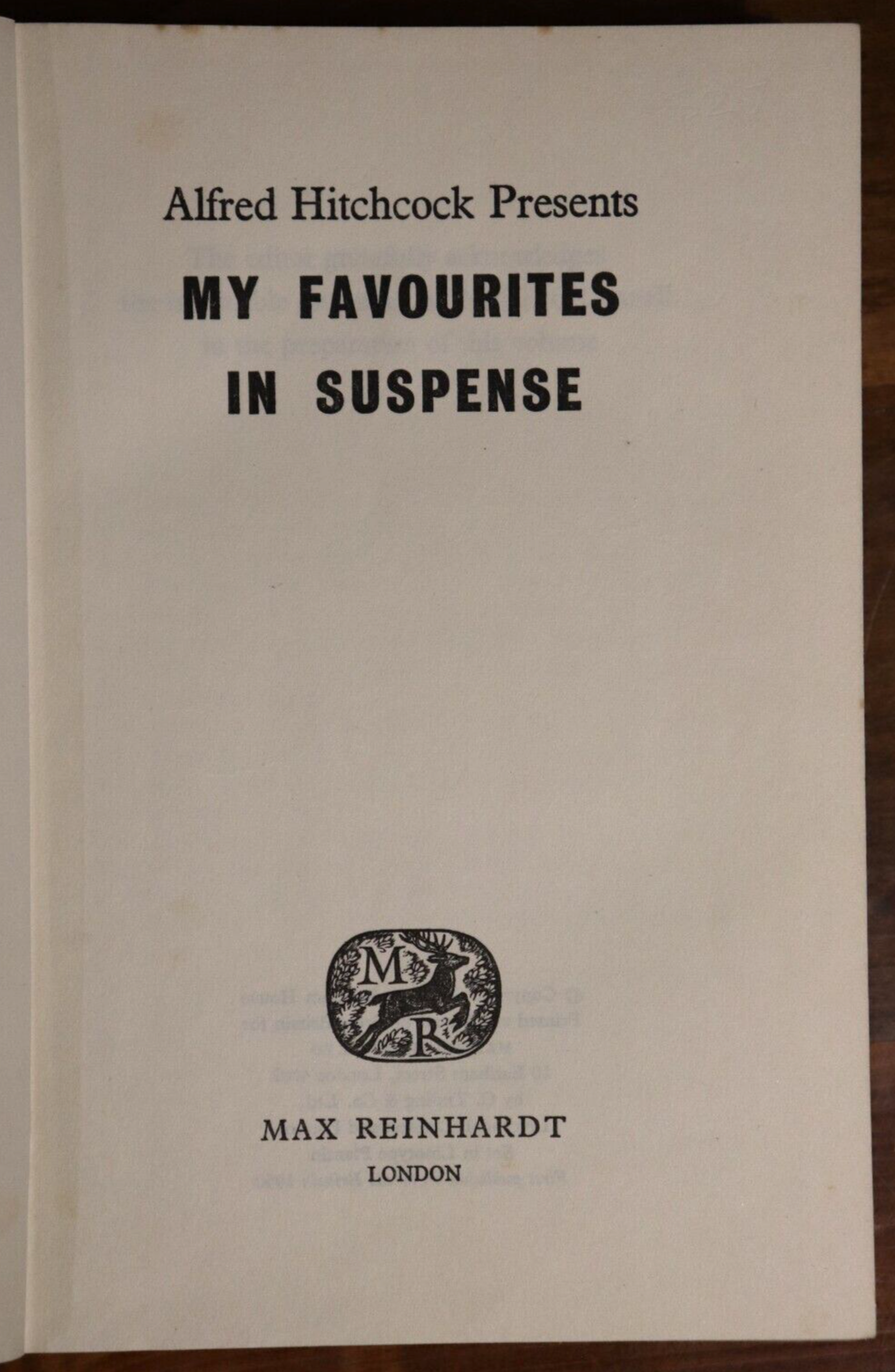 Alfred Hitchcock: My Favourites In Suspense - 1960 - Classic Literature Book - 0