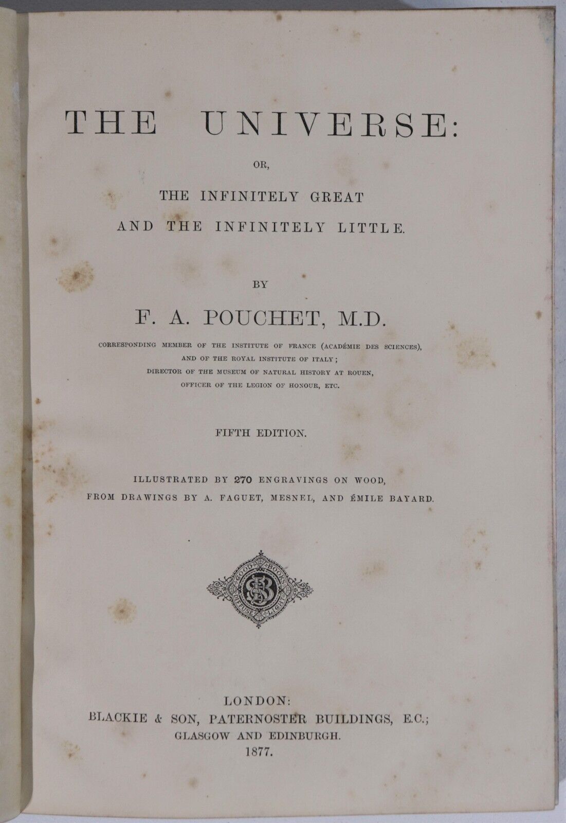 The Universe by F.A. Pouchet - 1877 - Antique Natural History Book