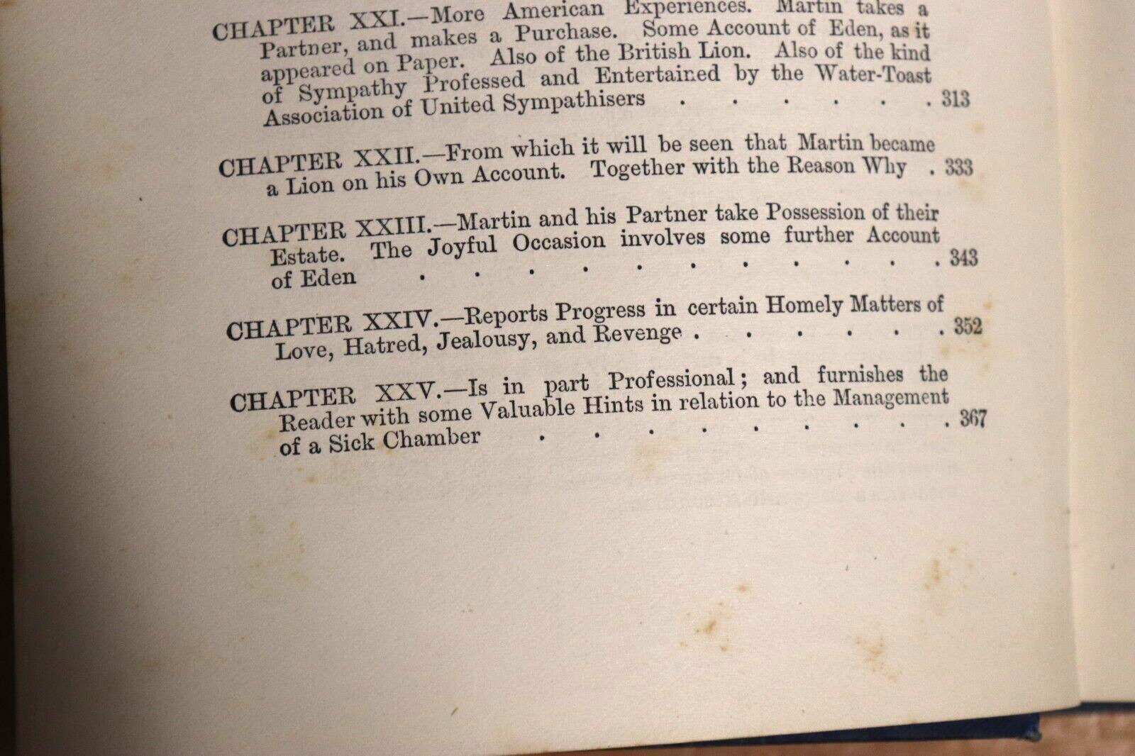 c1895 Life & Adventures Of Martin Chuzzlewit by Charles Dickens Antique Book