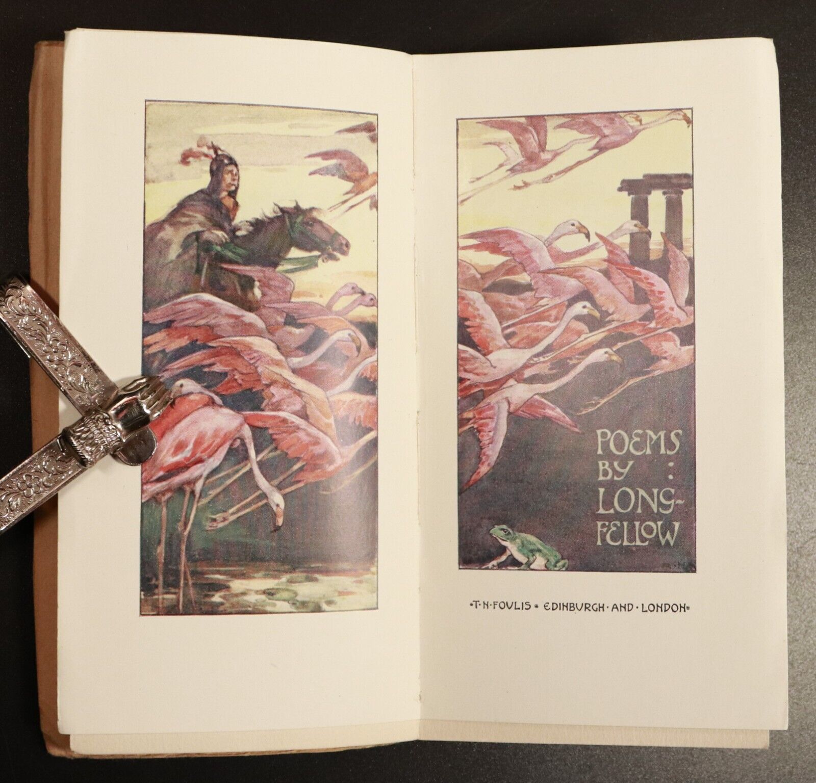 c1920 Poems Of Longfellow Antique Poetry Book Illustrator Robert Hope - 0
