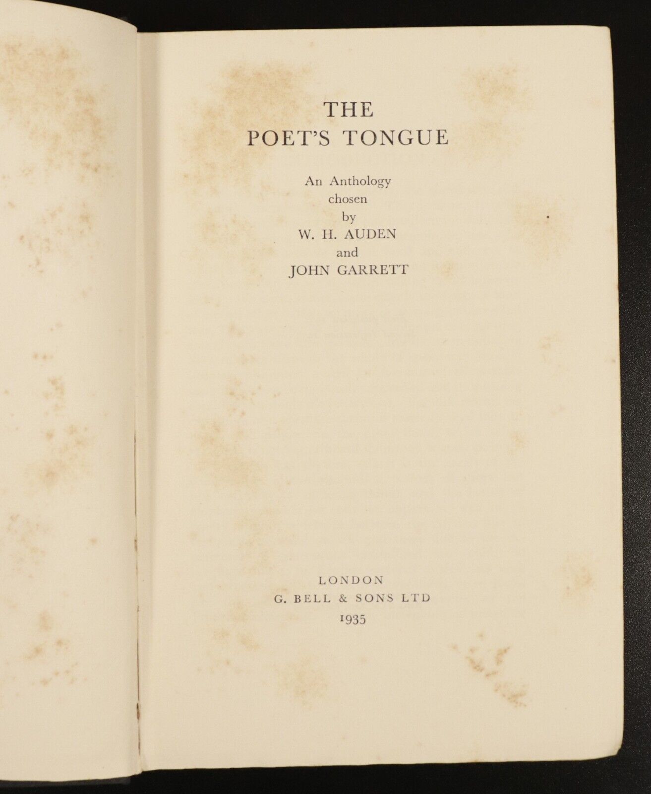 1935 The Poets Tongue An Anthology Antique Poetry Book by WH Auden & J Garrett - 0