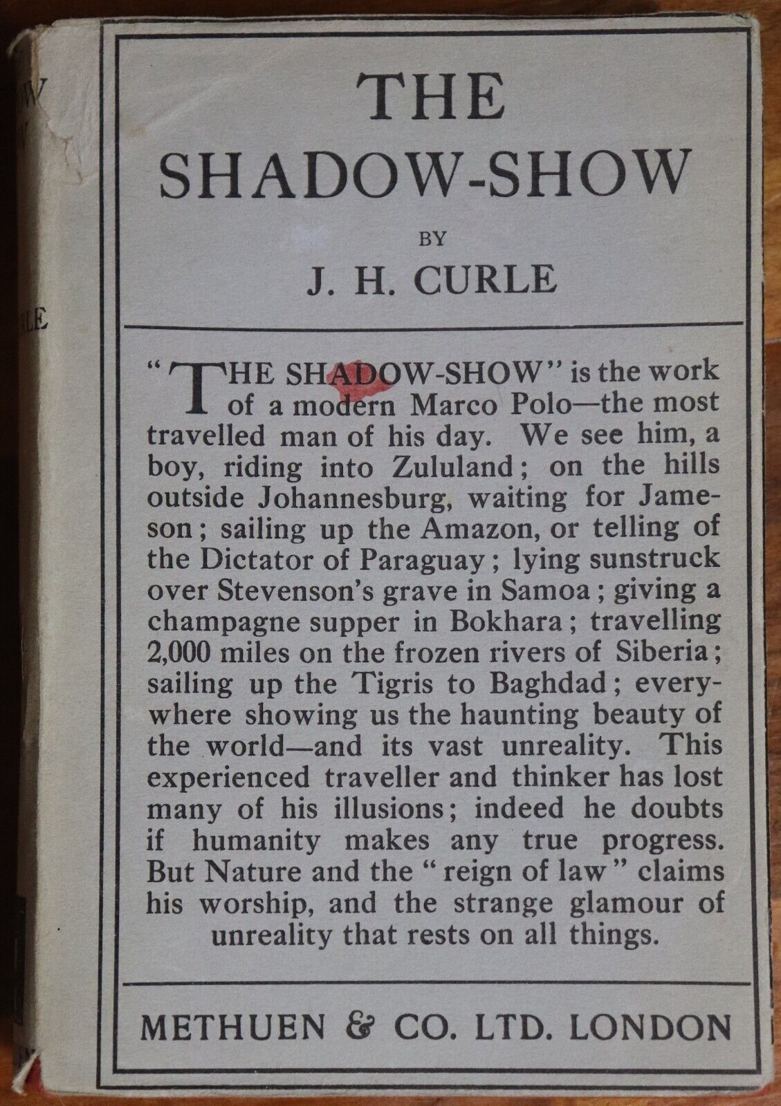 The Shadow Show by JH Curle - 1927 - World Travel & Observation Book