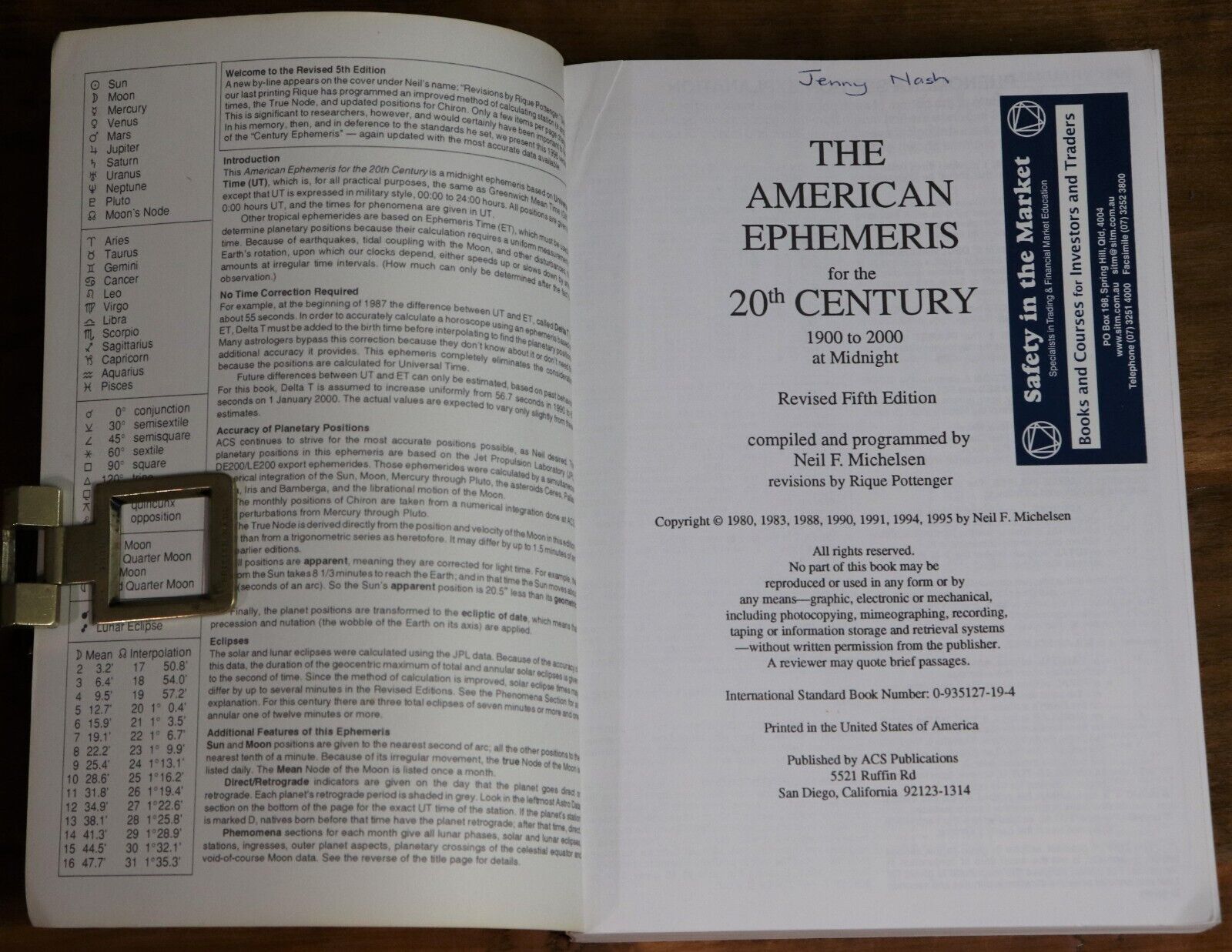 The American Ephemeris For The 20th Century - 1995 - Financial Stock Market Book