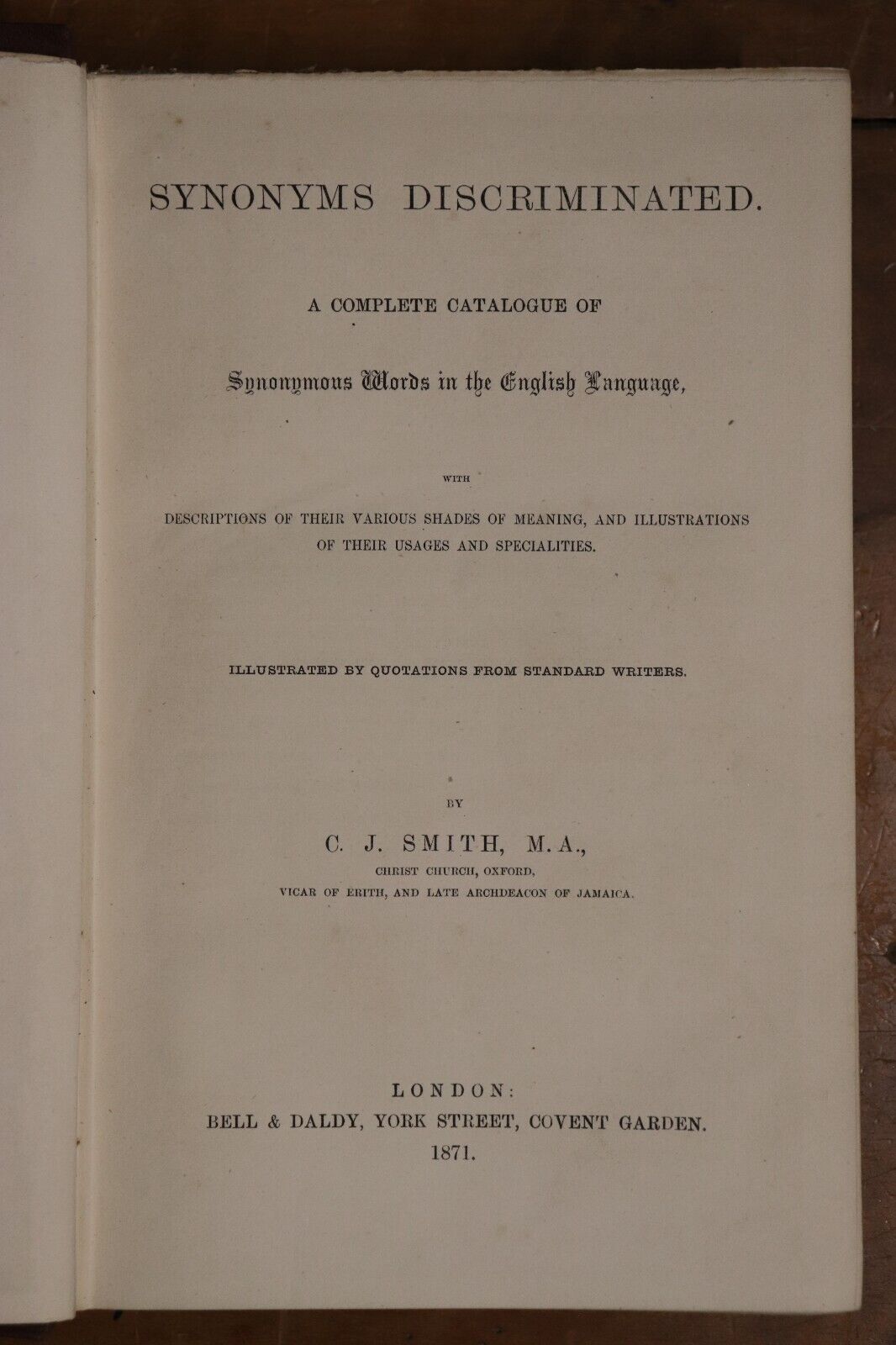 Synonyms Discriminated by CJ Smith - 1871 - 1st Edition Antique Rare Book - 0