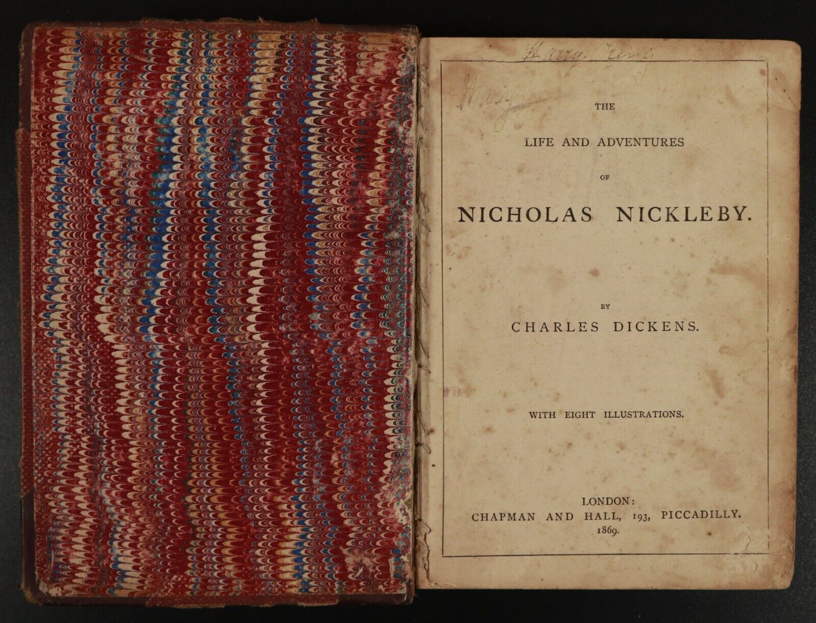1869 Life & Adventures Of Nicholas Nickleby Charles Dickens Antique Fiction Book