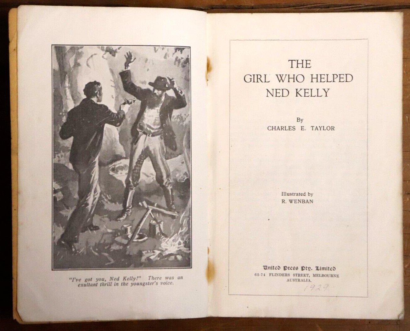 c1929 The Girl Who Helped Ned Kelly by C.E. Taylor Rare Australian Fiction Book - 0