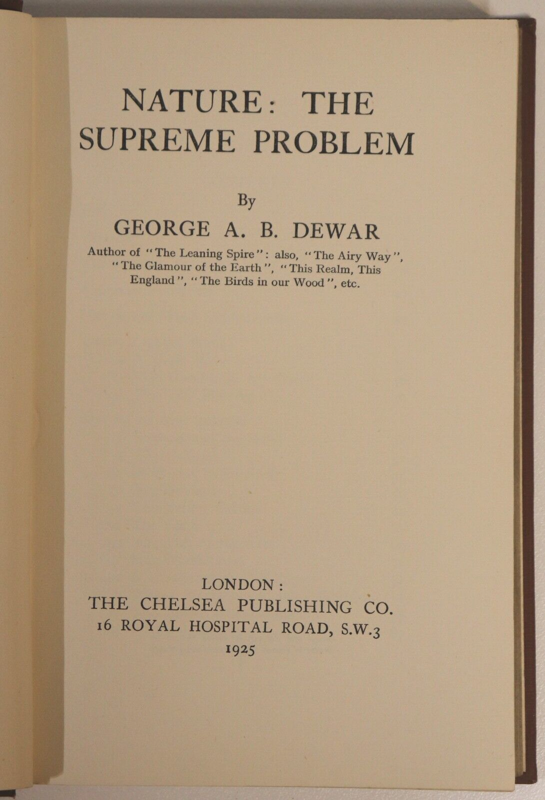 Nature: The Supreme Problem - 1925 - Antique Natural History Book - 0