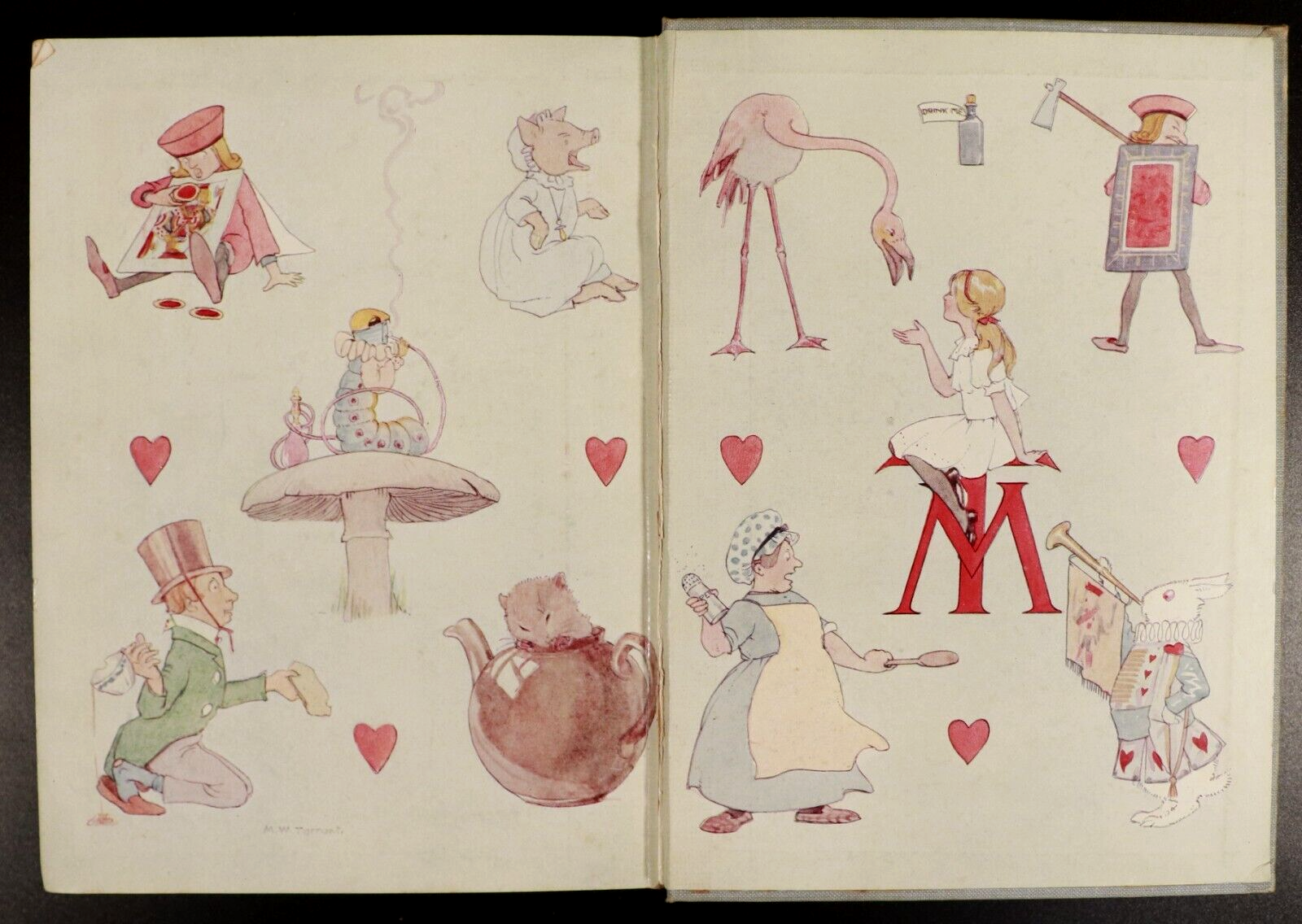 1922 Alice's Adventures In Wonderland by Carroll & Tarrant Antique Fiction Book