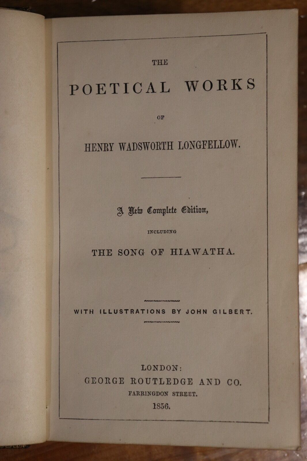 The Poetical Works Of Longfellow w/Hiawatha - 1856 - Antique Poetry Book - 0