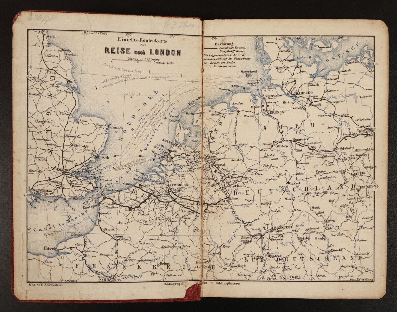 1871 London England und Schottland by Ravenstein Antiquarian Travel Guide w/Maps - 0
